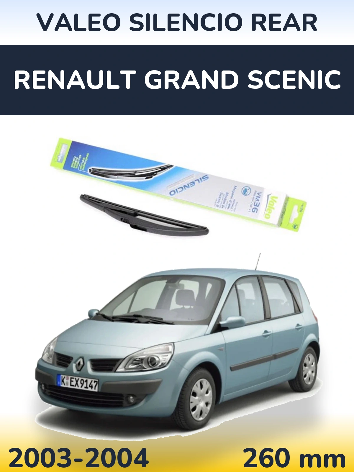 Задня щітка Valeo Silencio Rear 260 мм для Renault Grand Scenic 2003-2004