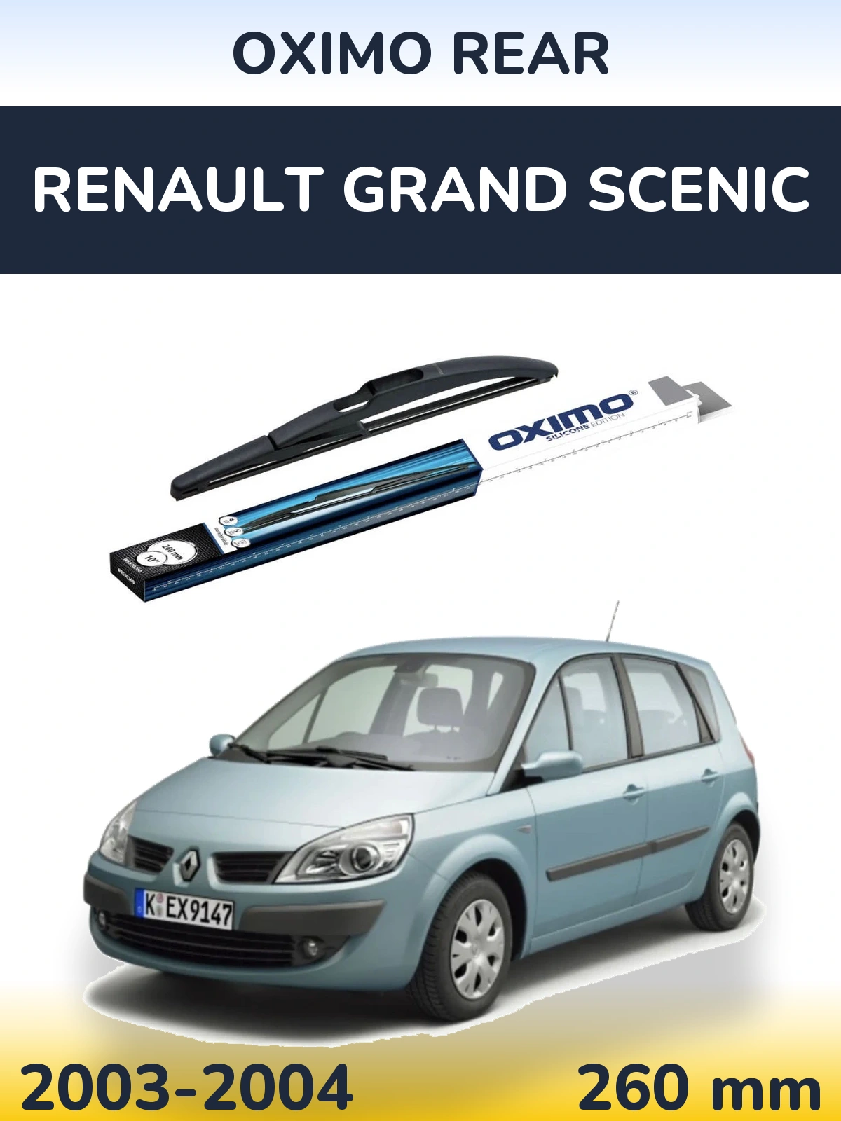 Задний дворник Oximo Rear 260 мм для Renault Grand Scenic 2003-2004