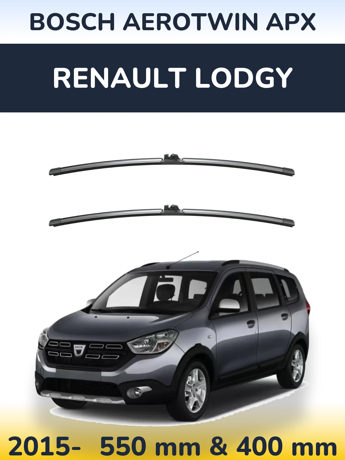 Front wiper blade set BOSCH AeroTwin APX 550 & 400 mm for Renault Lodgy 2015-2026