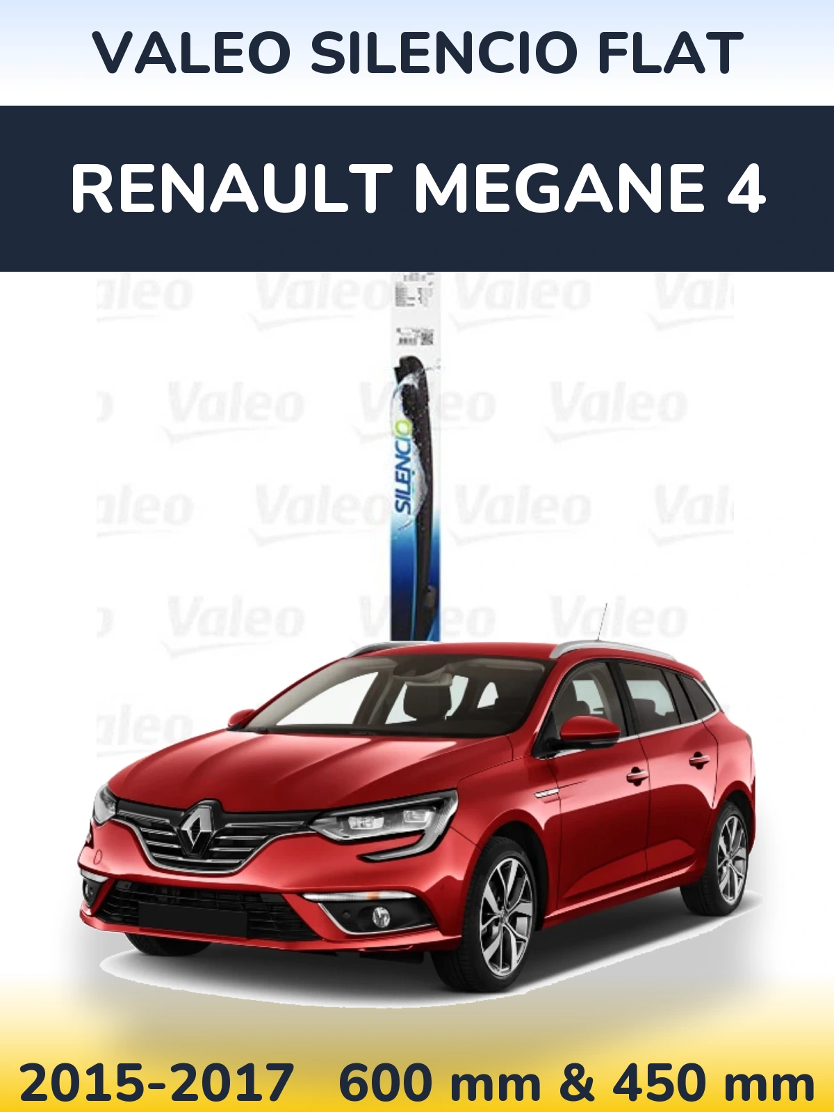 Комплект передних дворников Valeo Silencio Flat 600 & 450 мм для Renault Megane 4 2015-2017