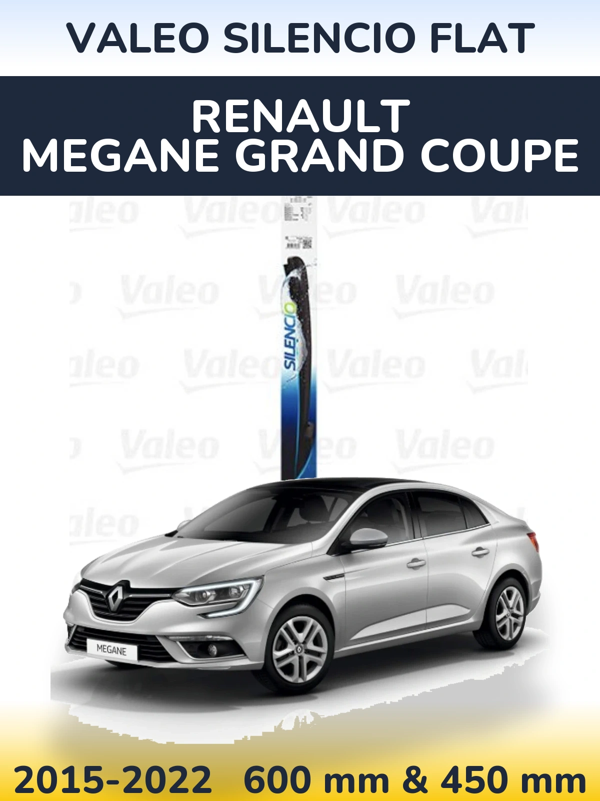 Комплект передніх щіток Valeo Silencio Flat 600 & 450 мм для Renault Megane Grand Coupe 2015-2022
