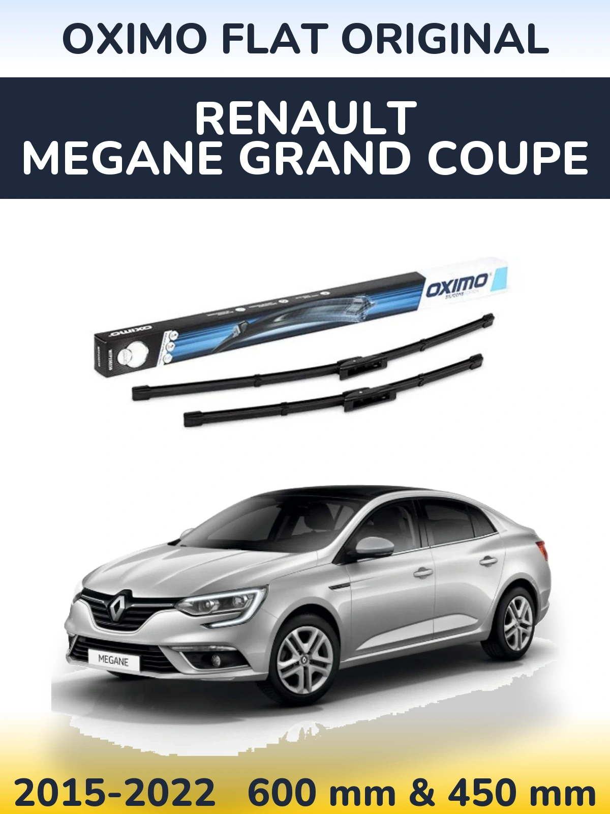 Front wiper blade set Oximo Flat Original 600 & 450 mm for Renault Megane Grand Coupe 2015-2022