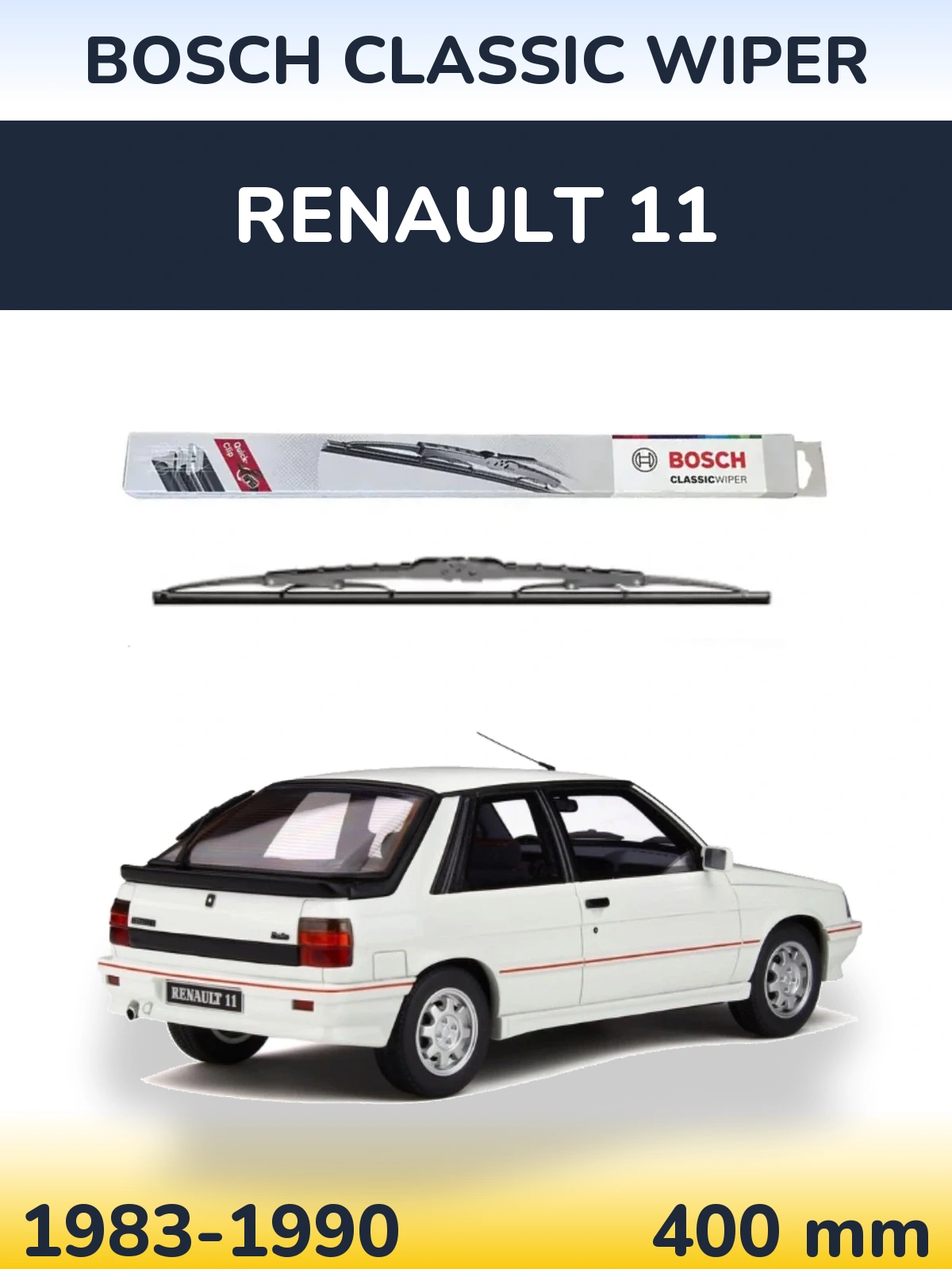 Rear wiper blade BOSCH Classic Wiper 400 mm for Renault 11 1983-1990