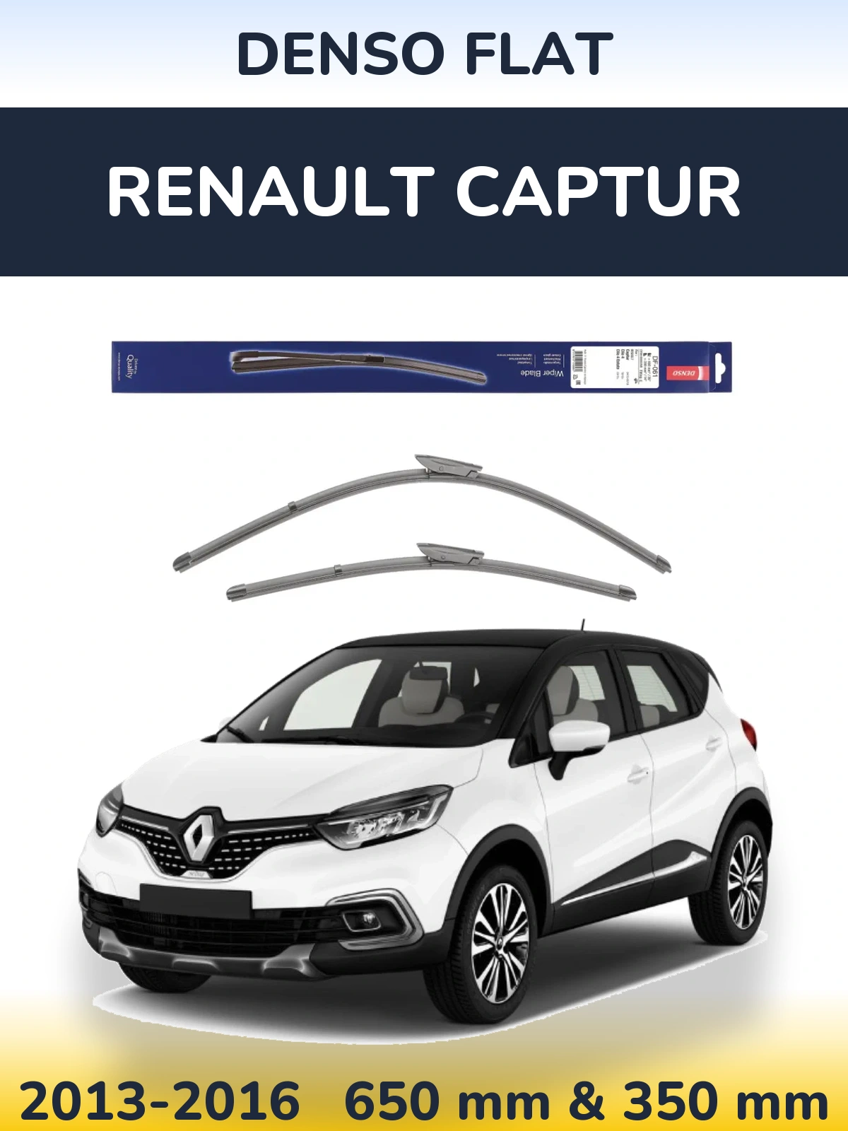 Front wiper blade set Denso Flat 650 & 350 mm for Renault Captur 2013-2016