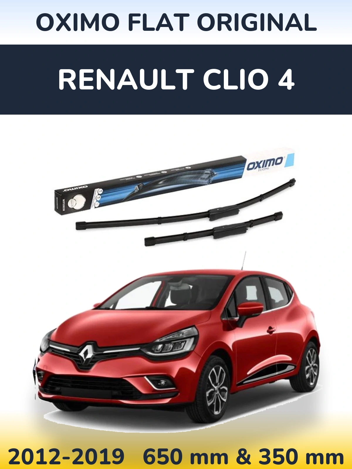 Front wiper blade set Oximo Flat Original 650 & 350 mm for Renault Clio 4 2012-2019