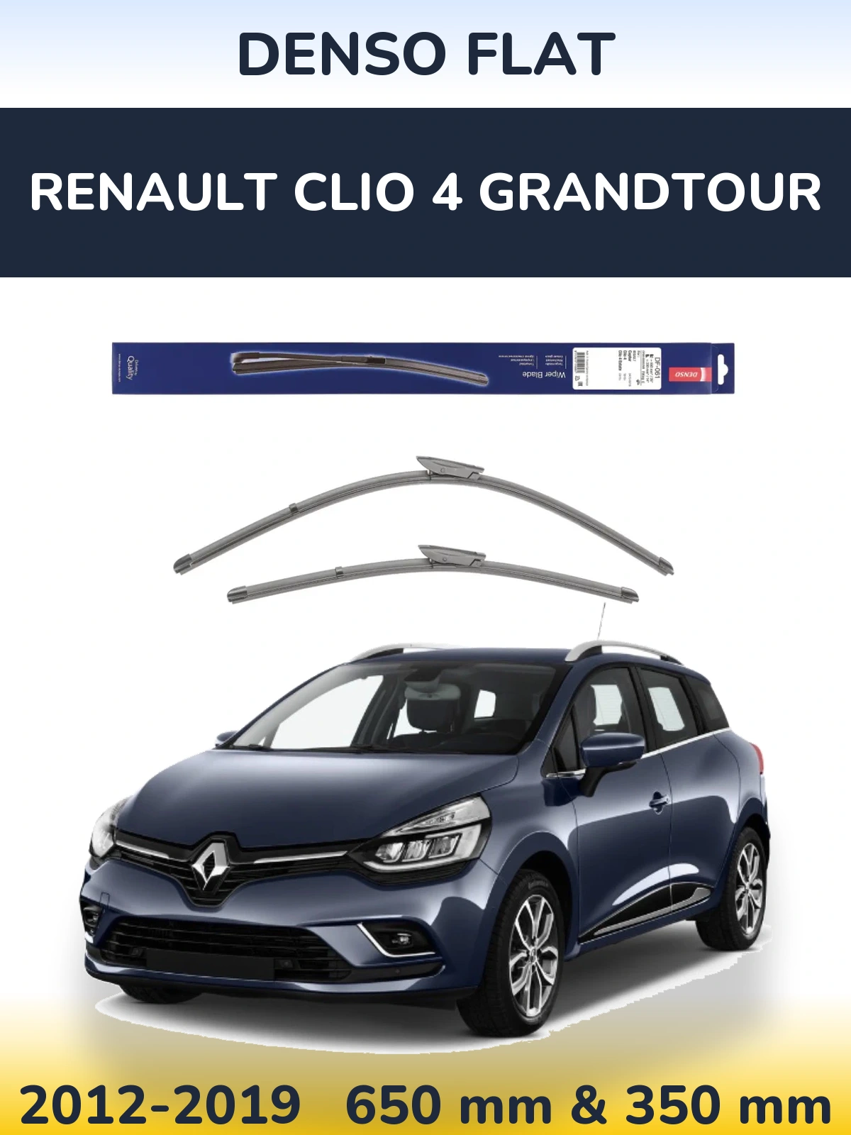 Комплект передніх щіток Denso Flat 650 & 350 мм для Renault Clio 4 Grandtour 2012-2019