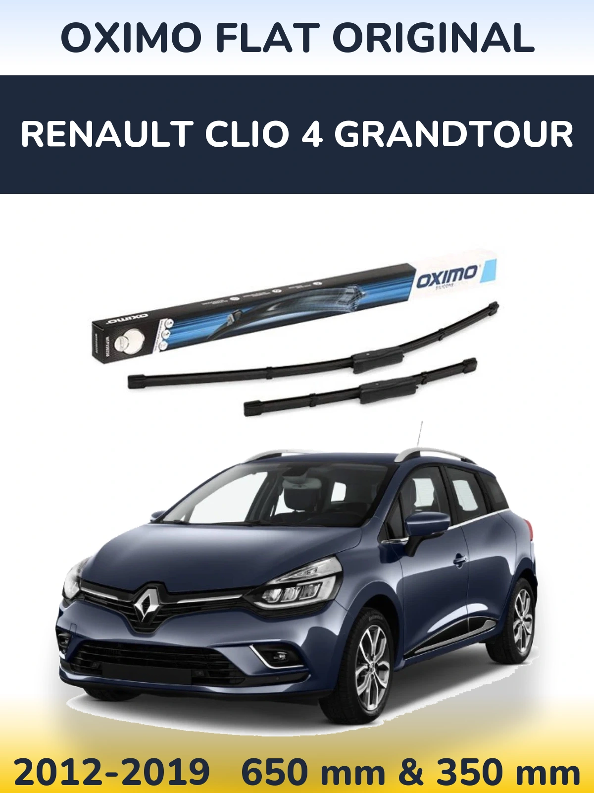 Комплект передніх щіток Oximo Flat Original 650 & 350 мм для Renault Clio 4 Grandtour 2012-2019