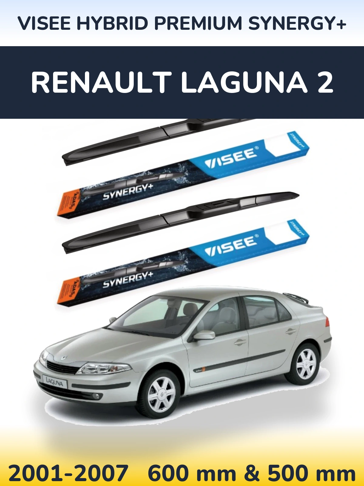 Комплект передних дворников VISEE HYBRID PREMIUM SYNERGY+ 600 & 500 мм для Renault Laguna 2 2001-2007