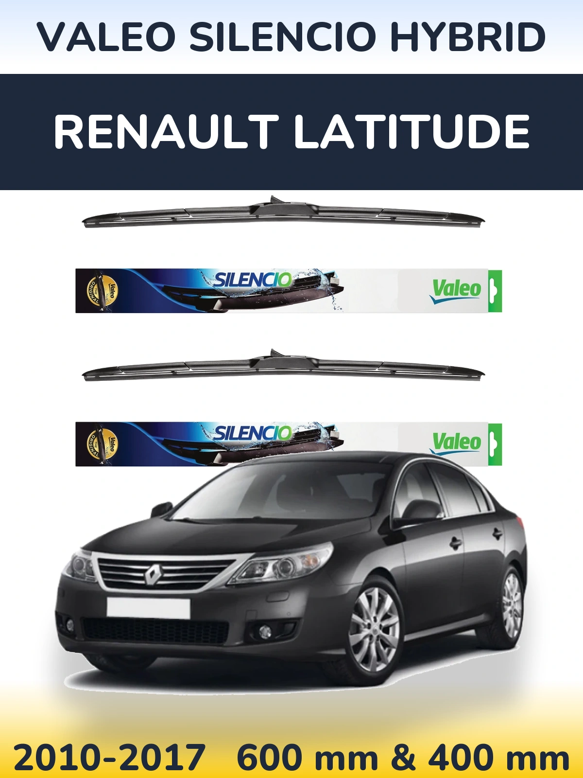 Комплект передніх щіток Valeo Silencio Hybrid 600 & 400 мм для Renault Latitude 2010-2017