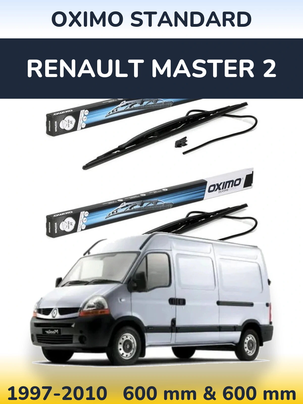 Front wiper blade set Oximo Standard 600 & 600 mm for Renault Master 2 1997-2010