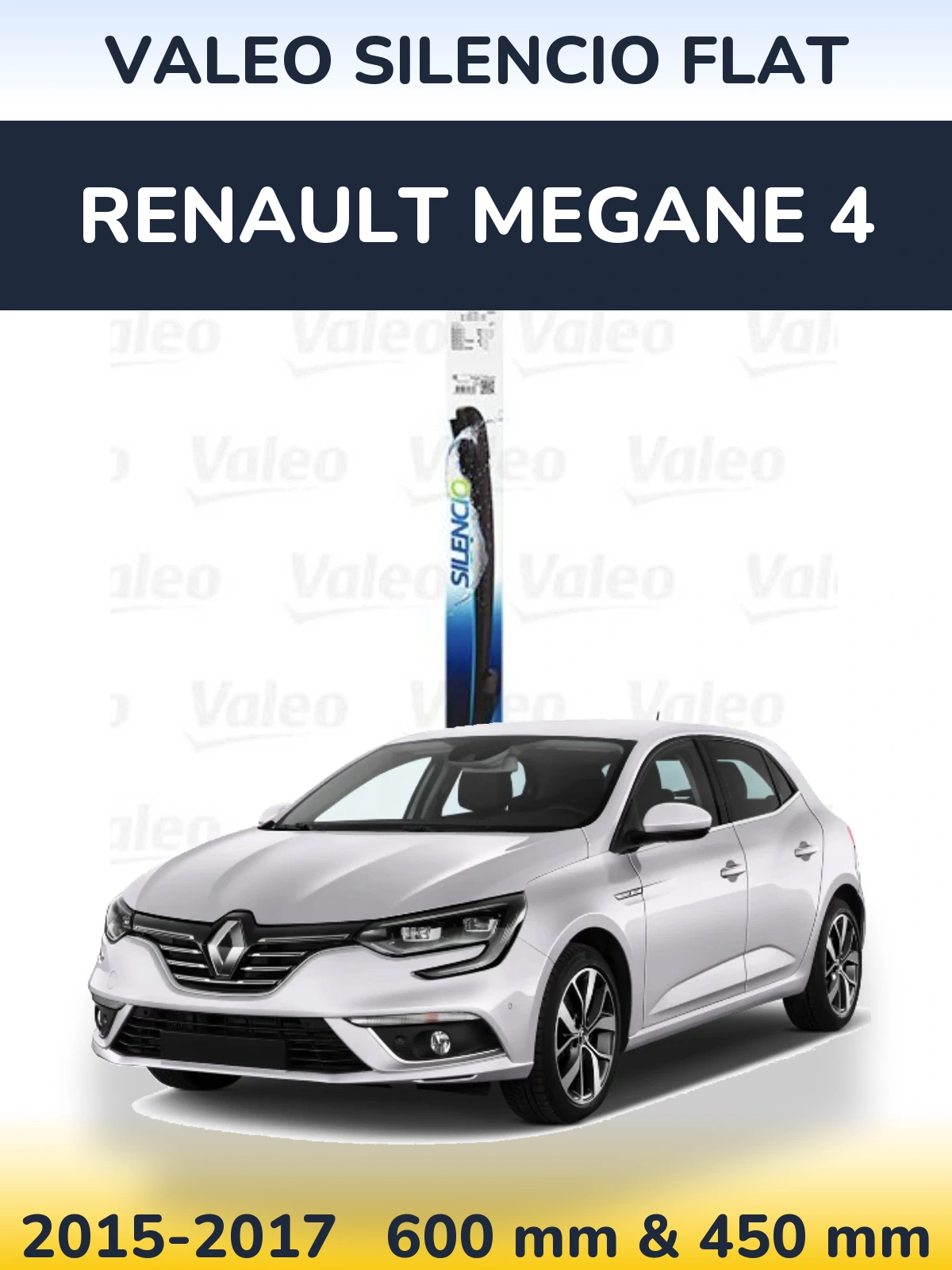 Комплект передніх щіток Valeo Silencio Flat 600 & 450 мм для Renault Megane 4 2015-2017