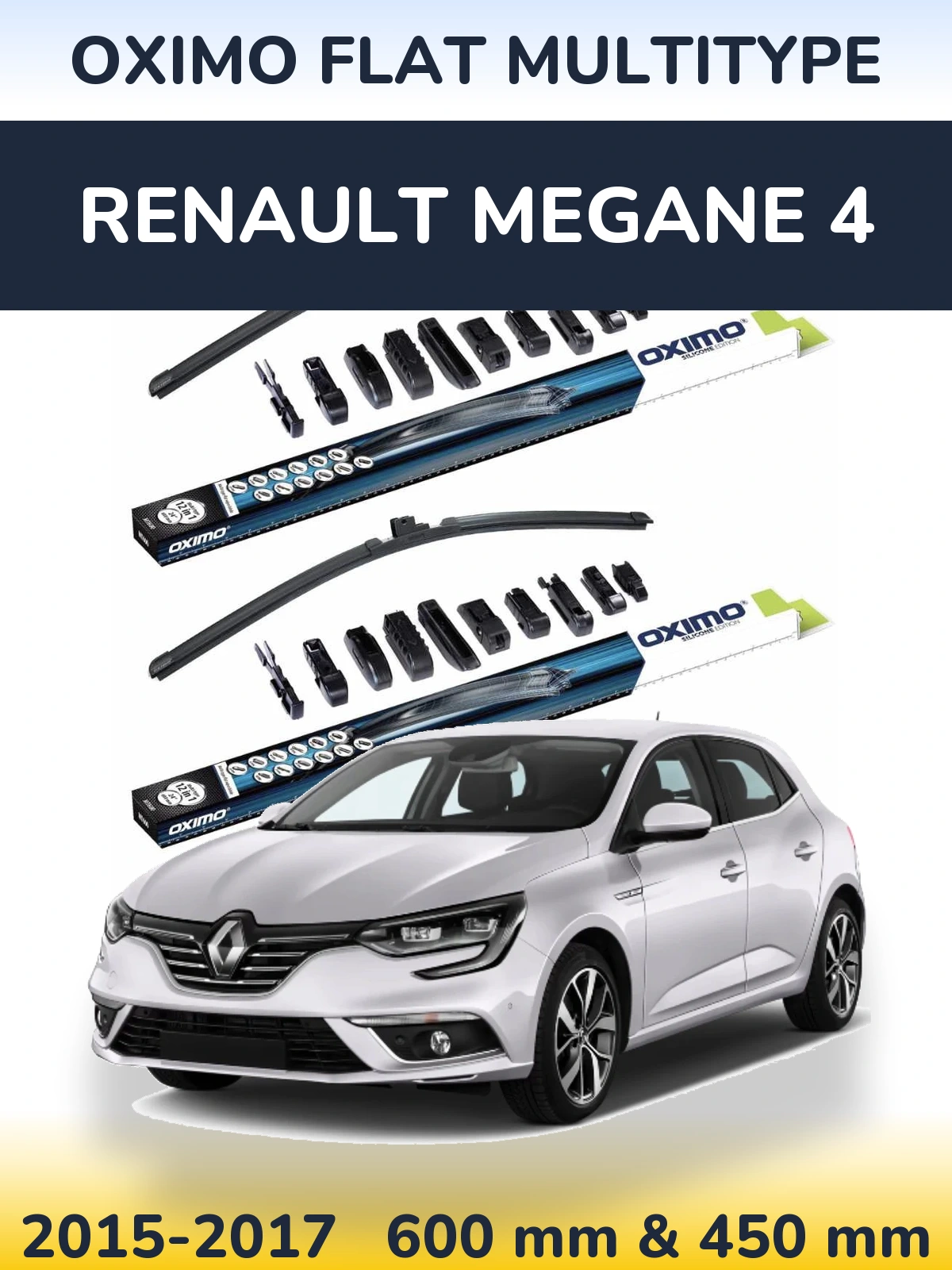 Комплект передніх щіток Oximo Flat MultiТипe 600 & 450 мм для Renault Megane 4 2015-2017