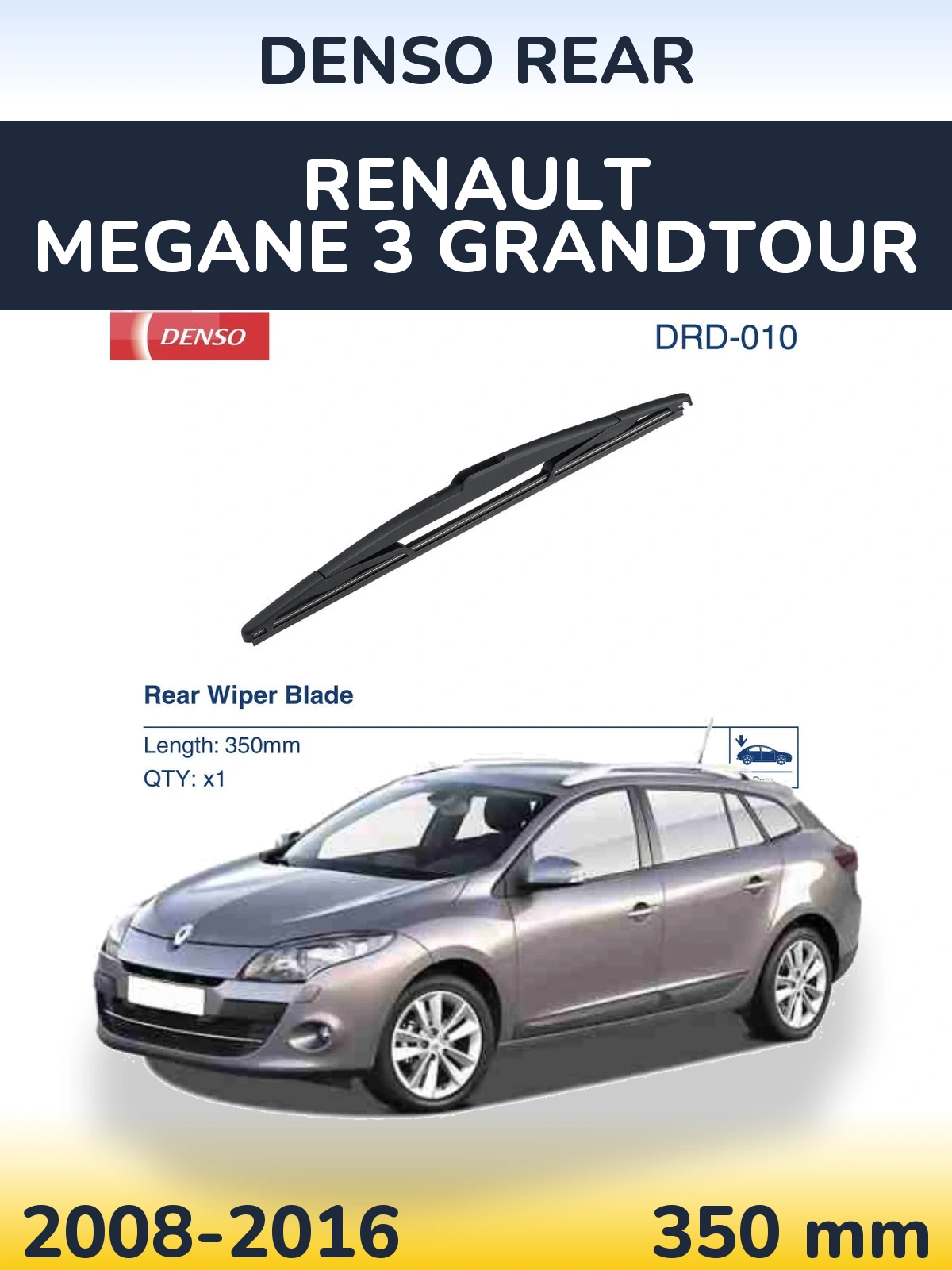 Rear wiper blade Denso Rear 350 mm for Renault Megane 3 Grandtour 2008-2016