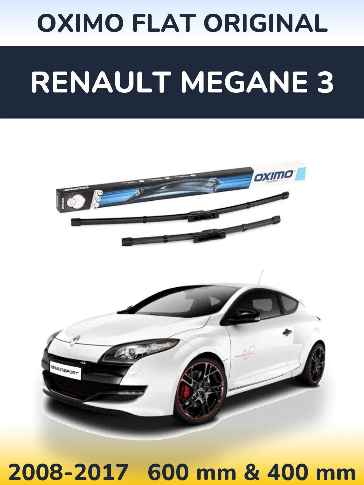 Front wiper blade set Oximo Flat Original 600 & 400 mm for Renault Megane 3 2008-2017