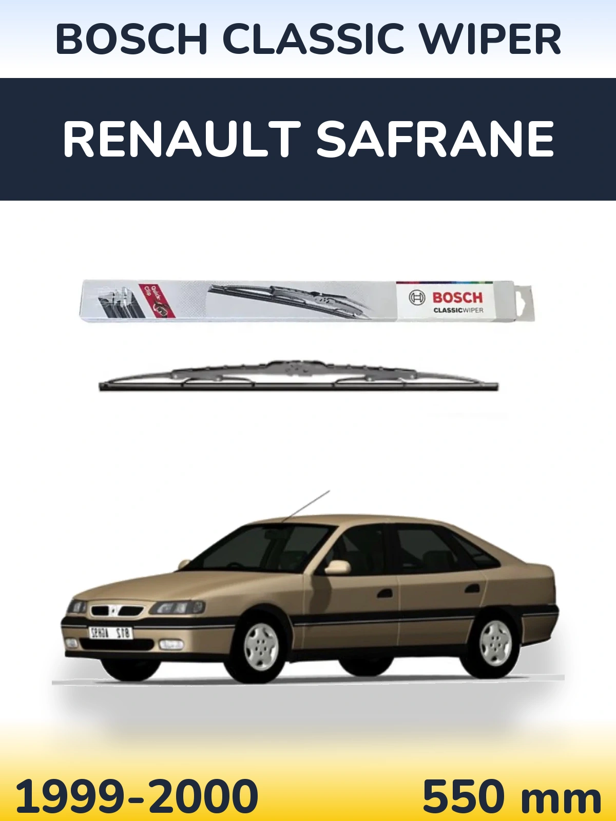 Rear wiper blade BOSCH Classic Wiper 550 mm for Renault Safrane 1999-2000