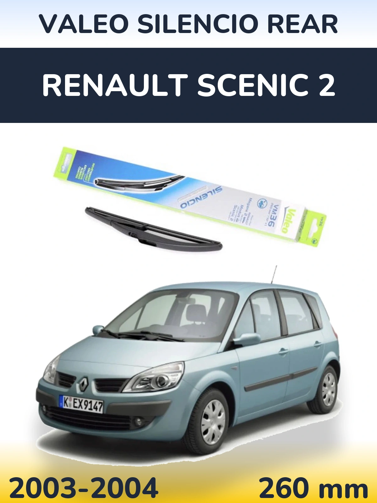 Rear wiper blade Valeo Silencio Rear 260 mm for Renault Scenic 2 2003-2004