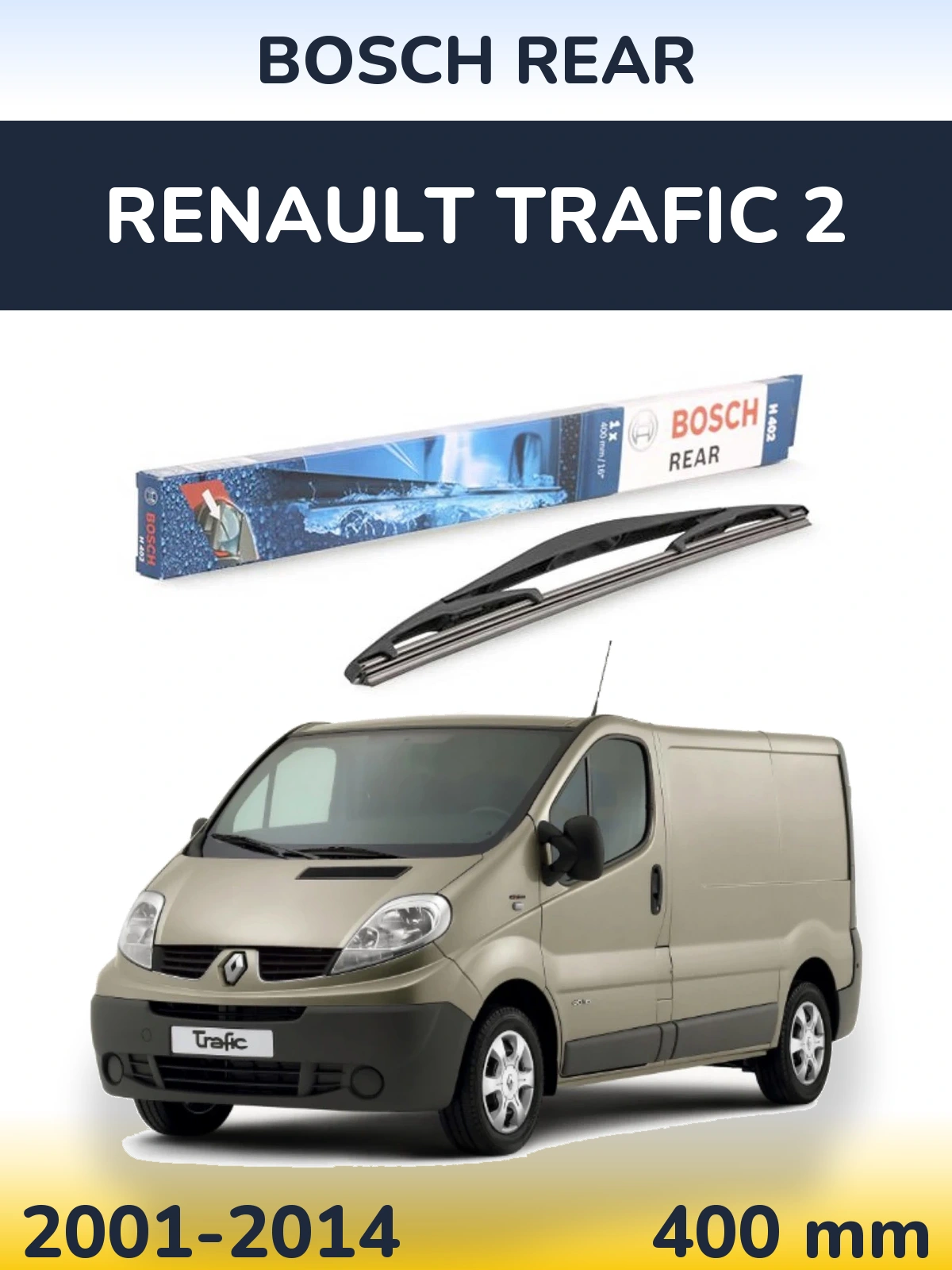 Rear wiper blade BOSCH Rear 400 mm for Renault Trafic 2 2001-2014
