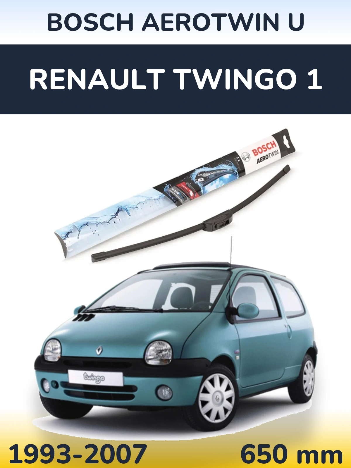 Передня щітка BOSCH AeroTwin U 650 мм для Renault Twingo 1 1993-2007