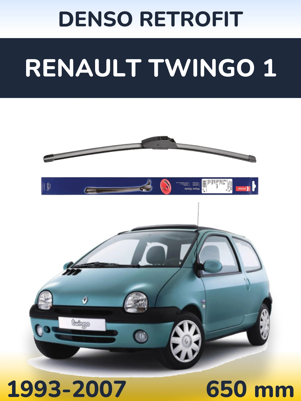 Front wiper blade Denso Retrofit 650 mm for Renault Twingo 1 1993-2007