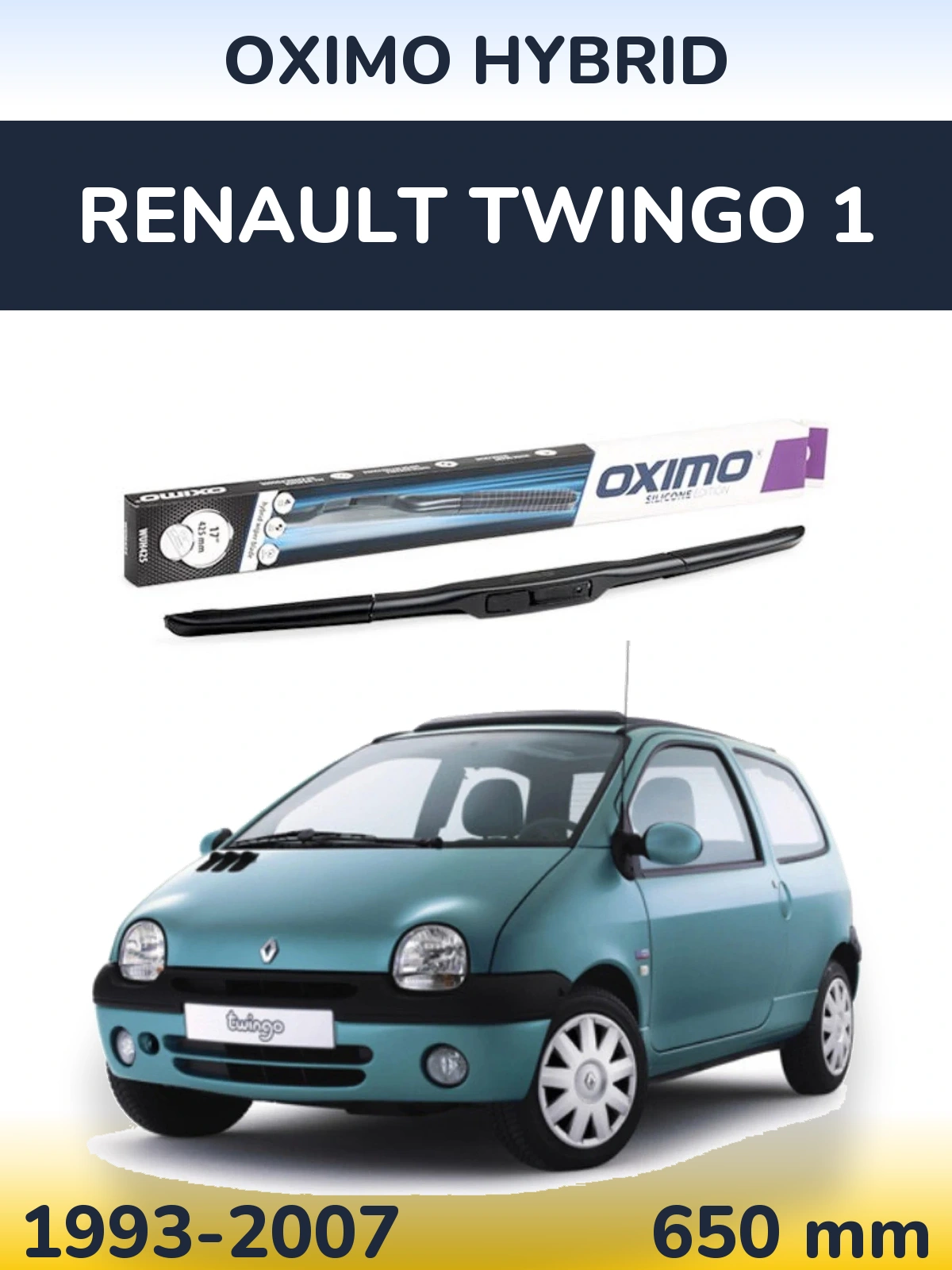 Front wiper blade Oximo Hybrid 650 mm for Renault Twingo 1 1993-2007