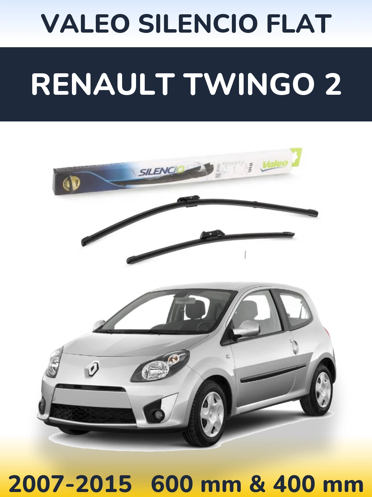 Комплект передніх щіток Valeo Silencio Flat 600 & 400 мм для Renault Twingo 2 2007-2015