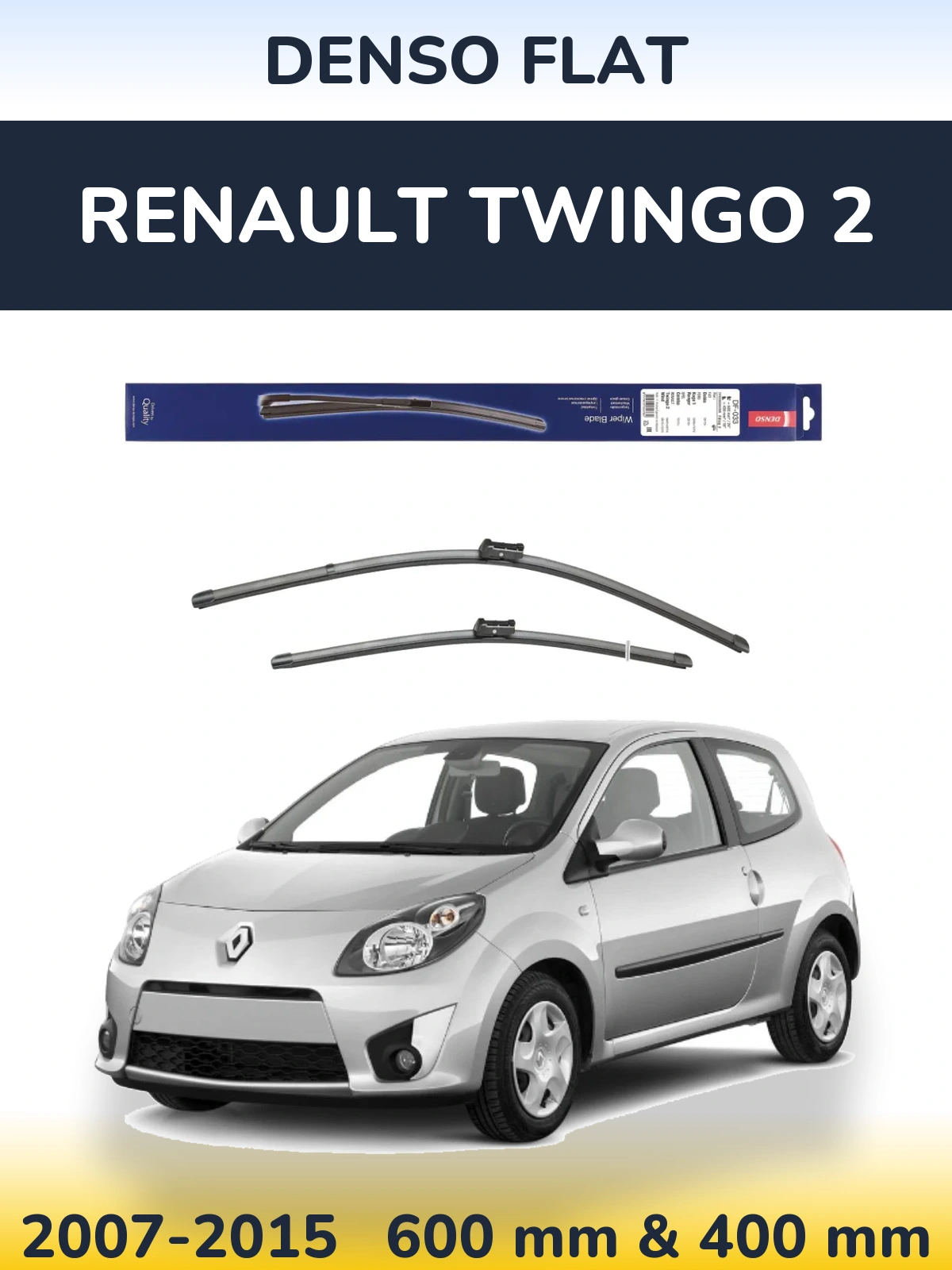 Комплект передніх щіток Denso Flat 600 & 400 мм для Renault Twingo 2 2007-2015