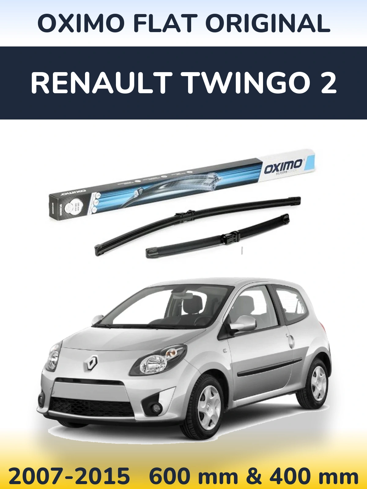 Комплект передніх щіток Oximo Flat Original 600 & 400 мм для Renault Twingo 2 2007-2015