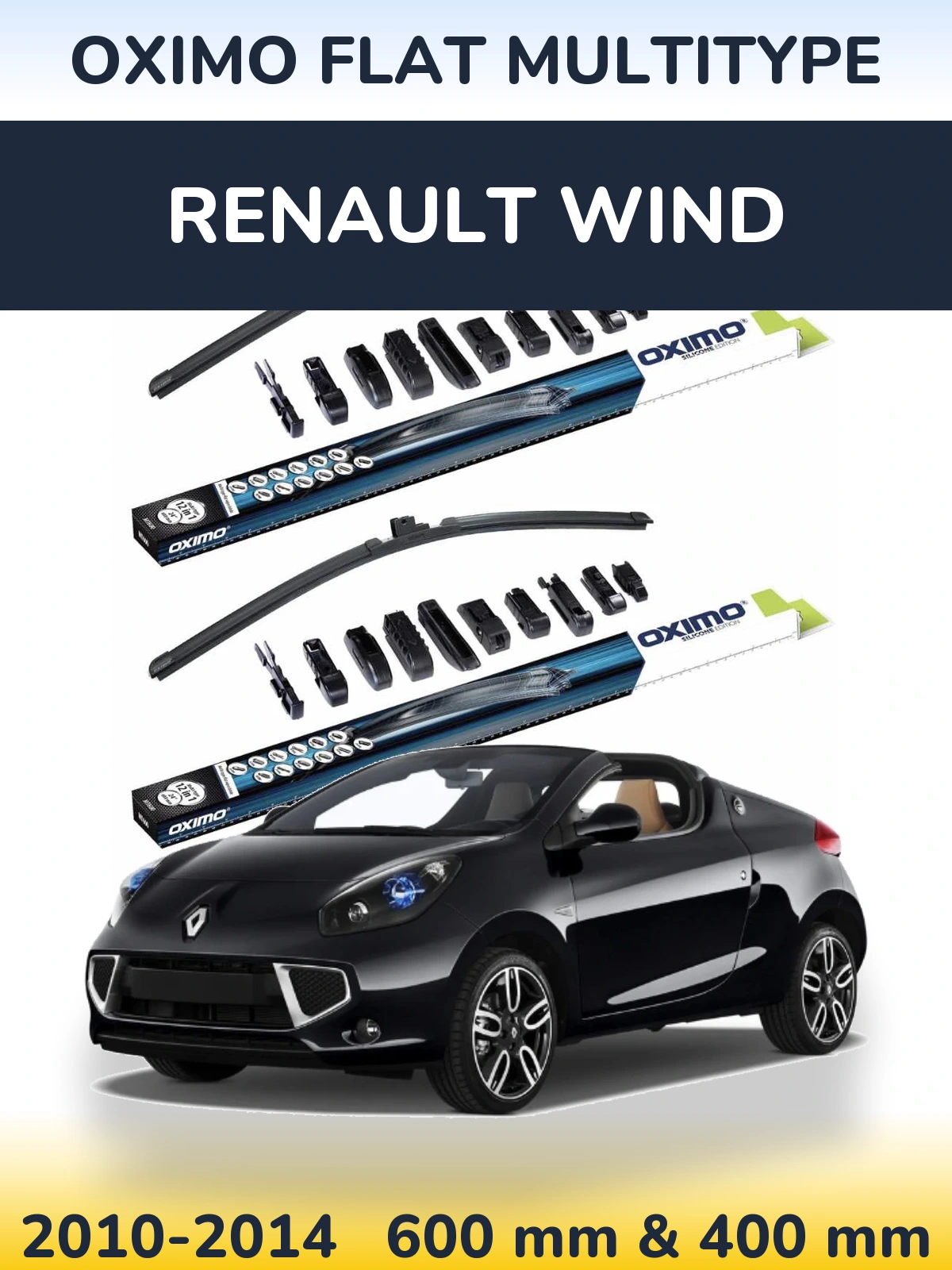 Комплект передних дворников Oximo Flat MultiТипe 600 & 400 мм для Renault Wind 2010-2014