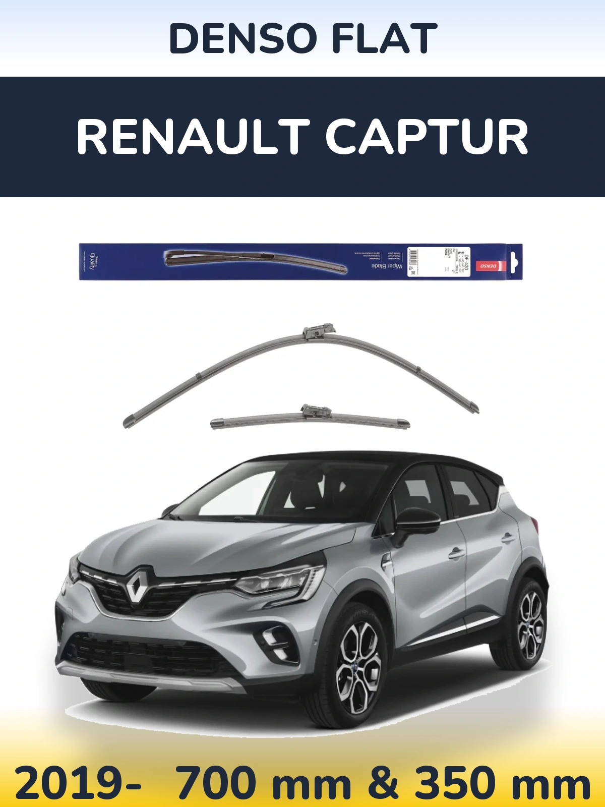 Front wiper blade set Denso Flat 700 & 350 mm for Renault Captur 2019-2026