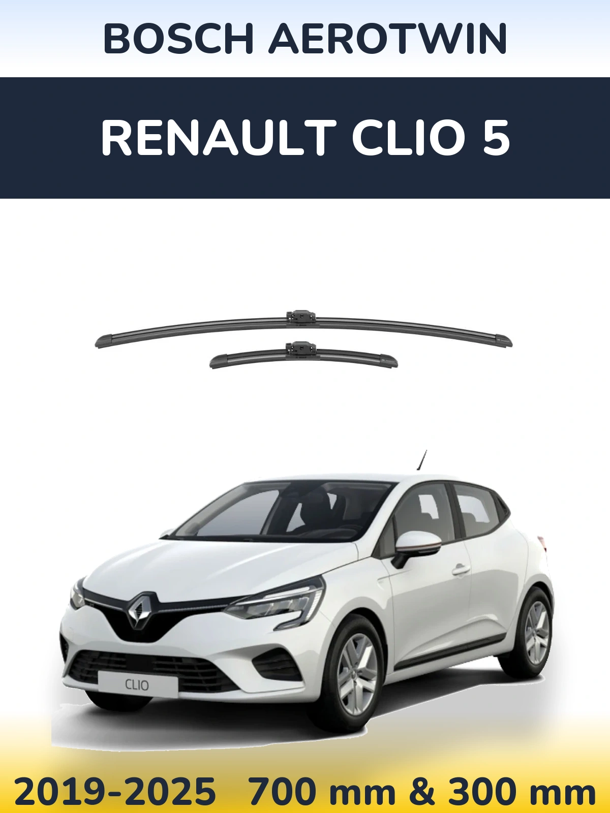 Front wiper blade set BOSCH AeroTwin 700 & 300 mm for Renault Clio 5 2019-2025