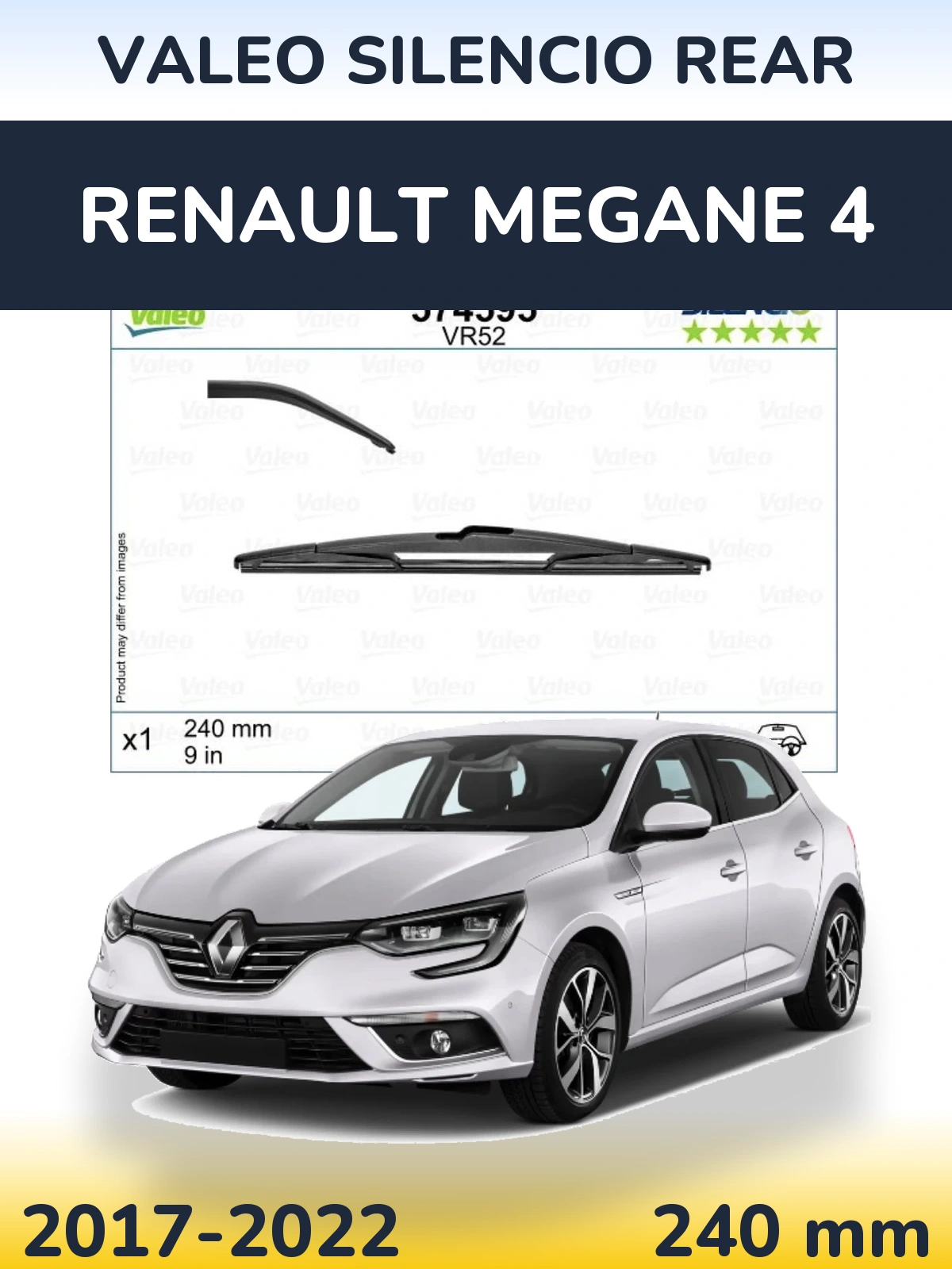 Rear wiper blade Valeo Silencio Rear 240 mm for Renault Megane 4 2017-2022