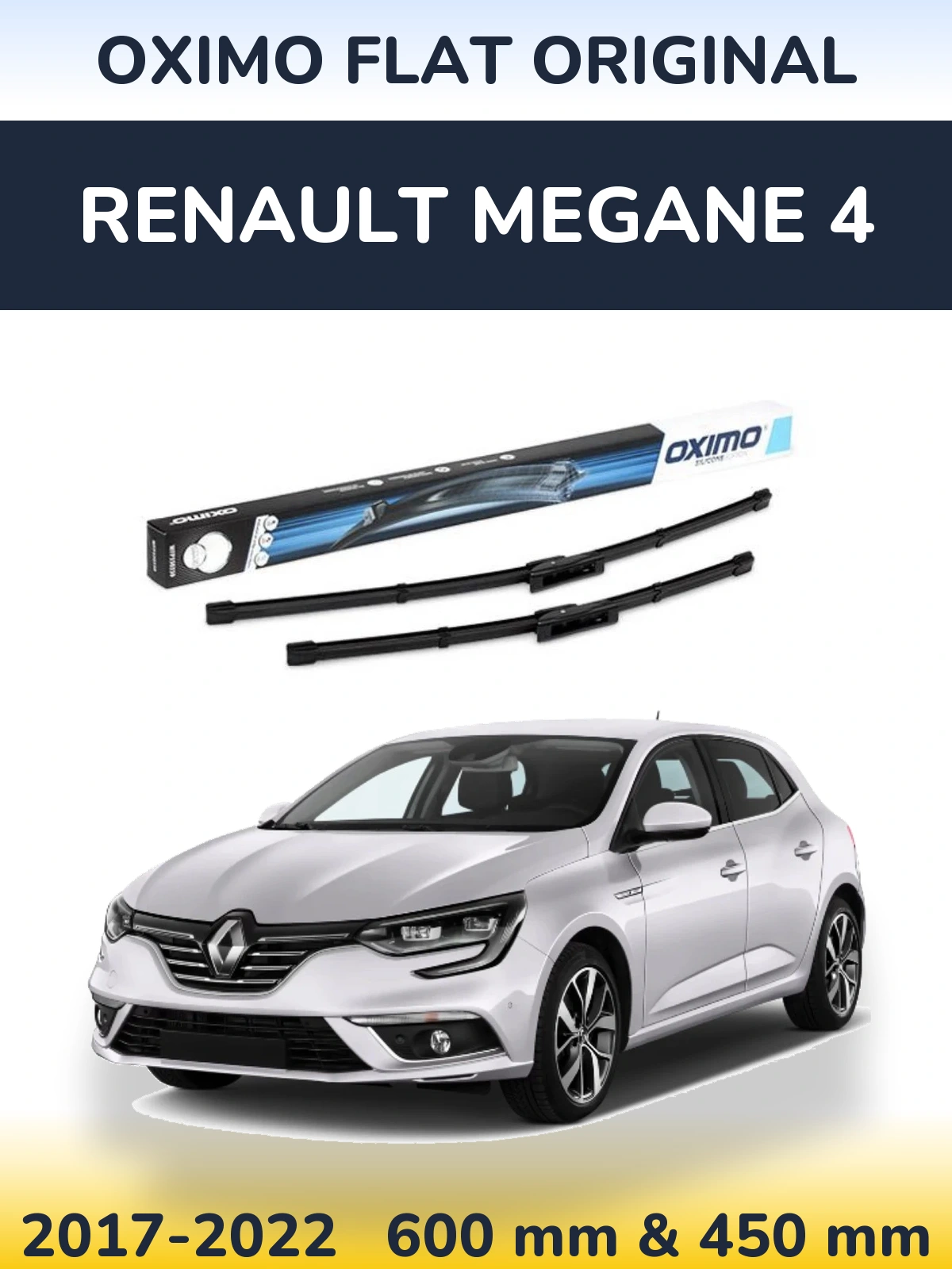 Front wiper blade set Oximo Flat Original 600 & 450 mm for Renault Megane 4 2017-2022