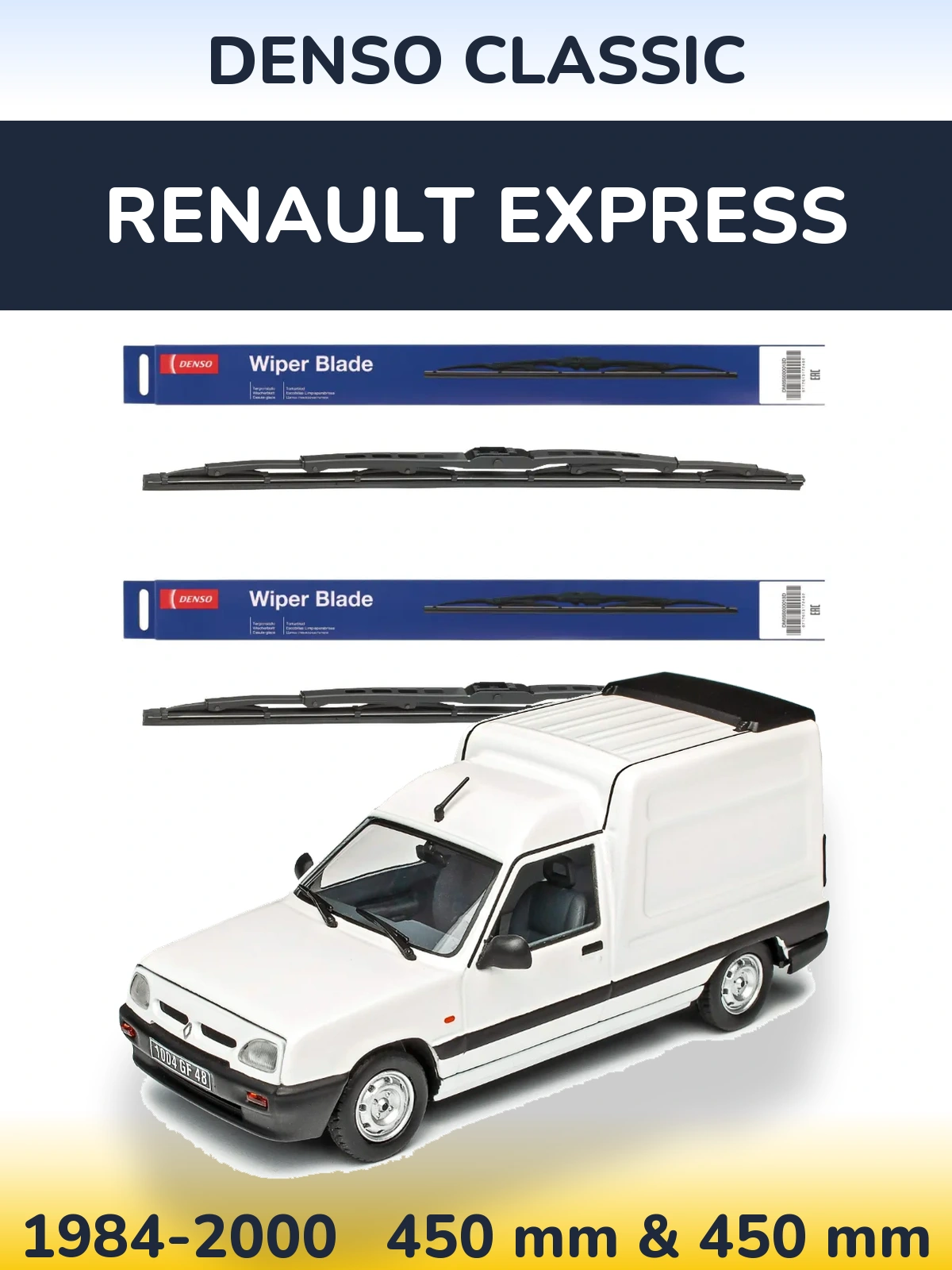 Front wiper blade set Denso Classic 450 & 450 mm for Renault Express 1984-2000