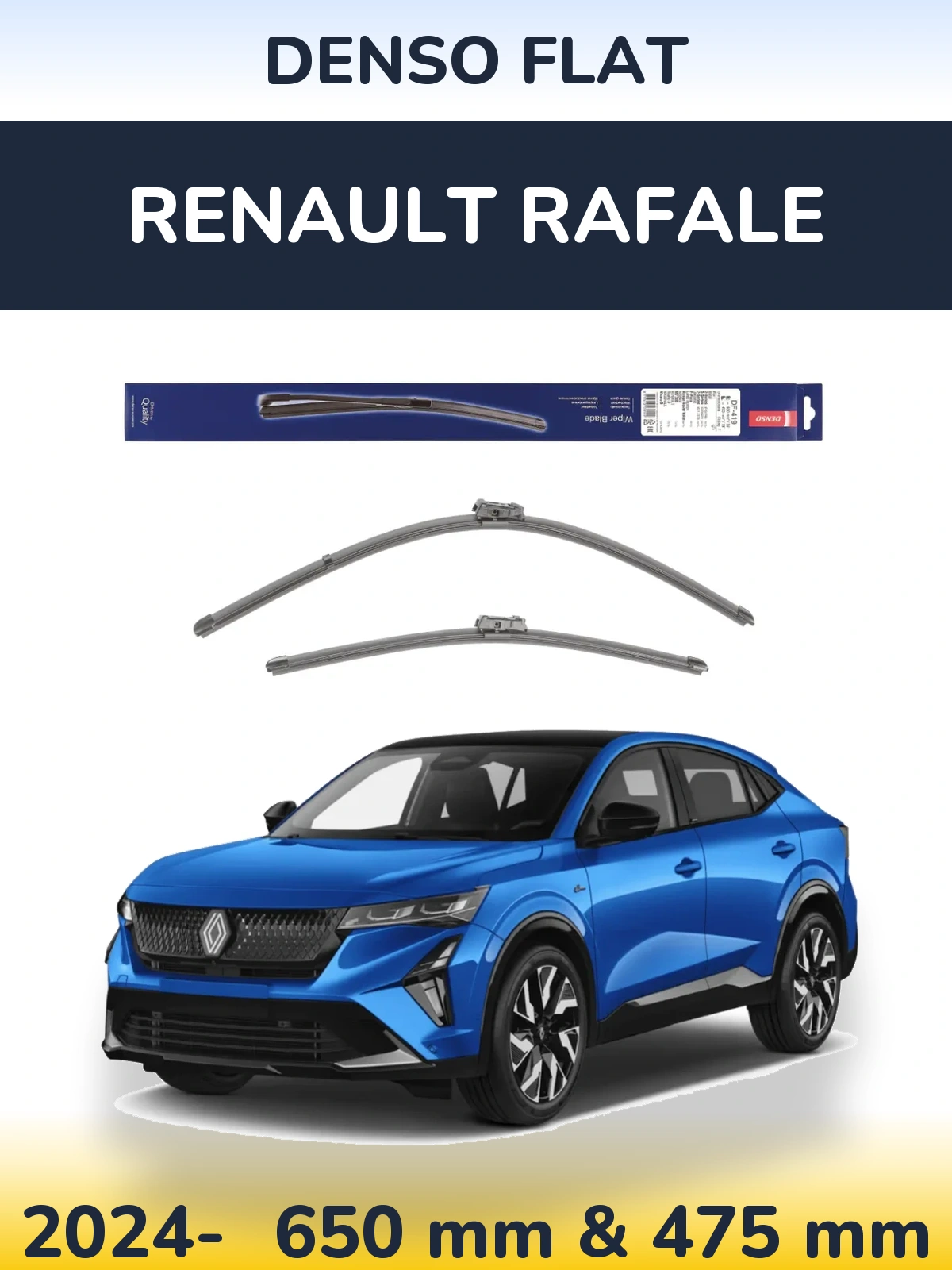 Комплект передніх щіток Denso Flat 650 & 475 мм для Renault Rafale 2024-2026