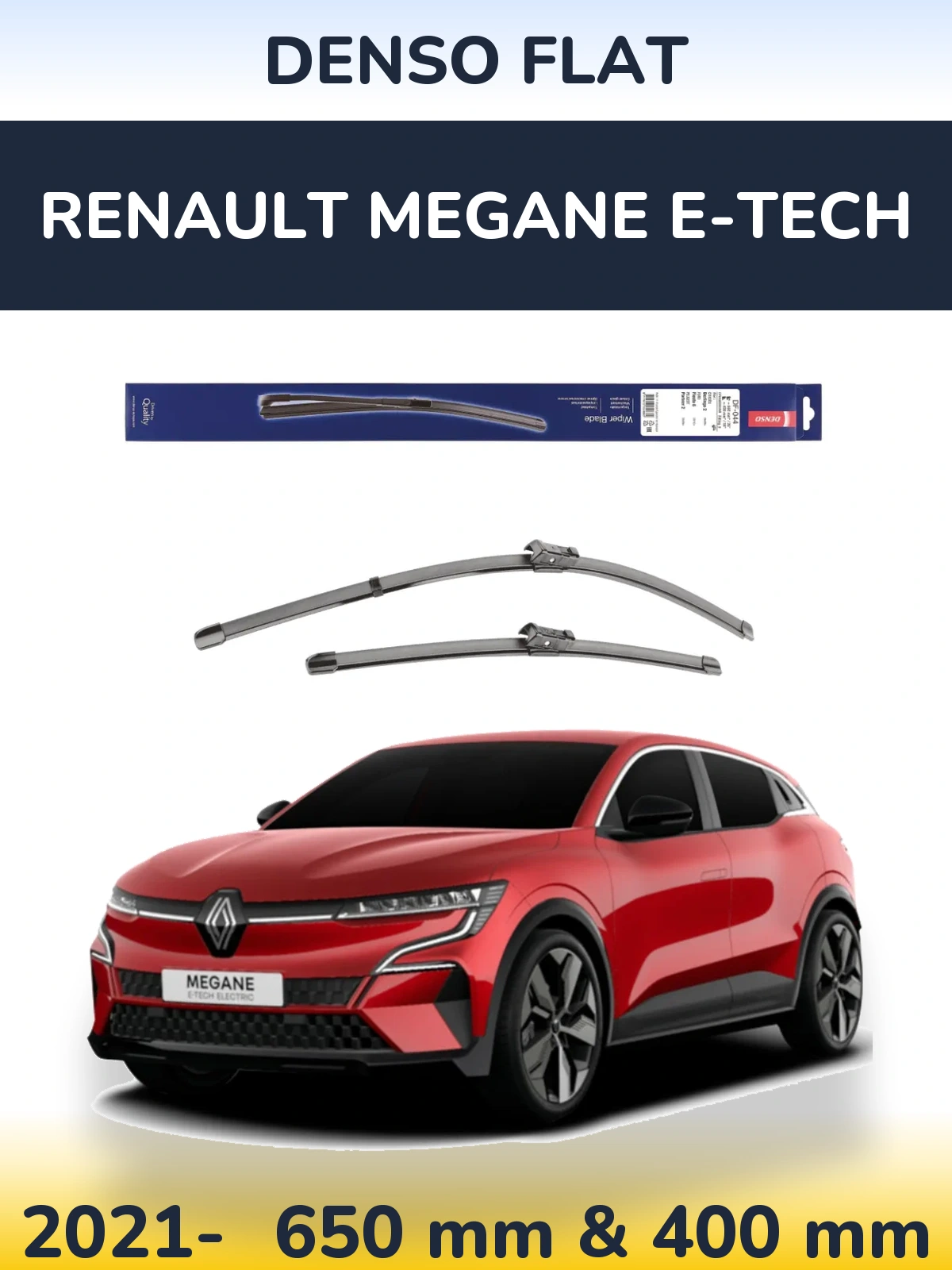 Комплект передніх щіток Denso Flat 650 & 400 мм для Renault Megane E-Tech 2021-2026