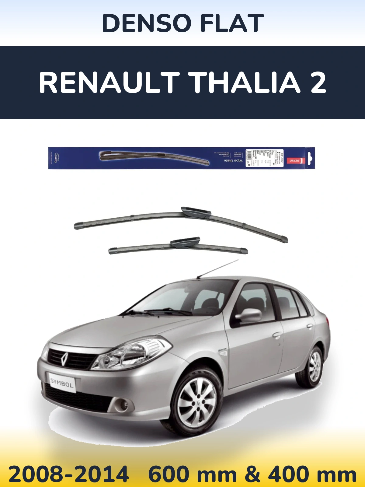 Комплект передніх щіток Denso Flat 600 & 400 мм для Renault Thalia 2 2008-2014