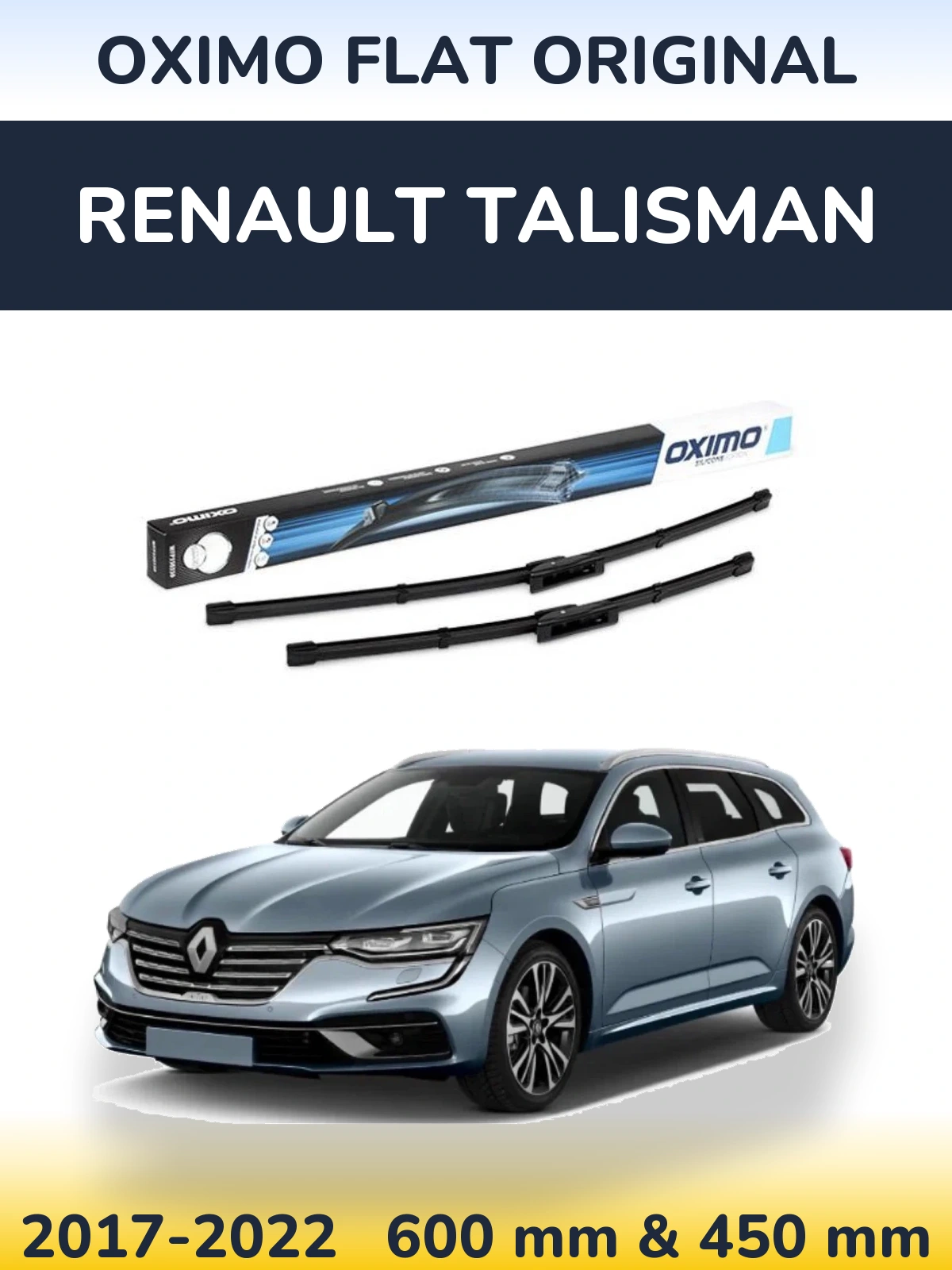 Front wiper blade set Oximo Flat Original 600 & 450 mm for Renault Talisman 2017-2022