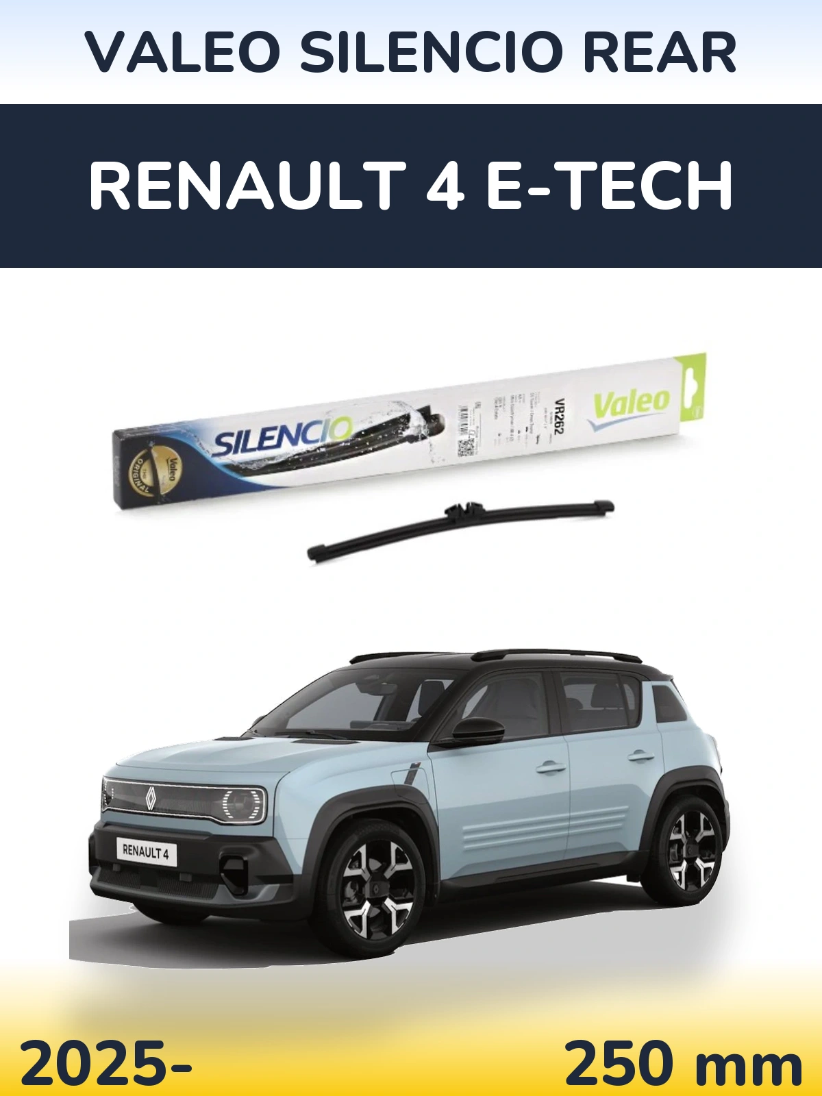 Rear wiper blade Valeo Silencio Rear 240 mm for Renault 4 E-Tech 2025-2026