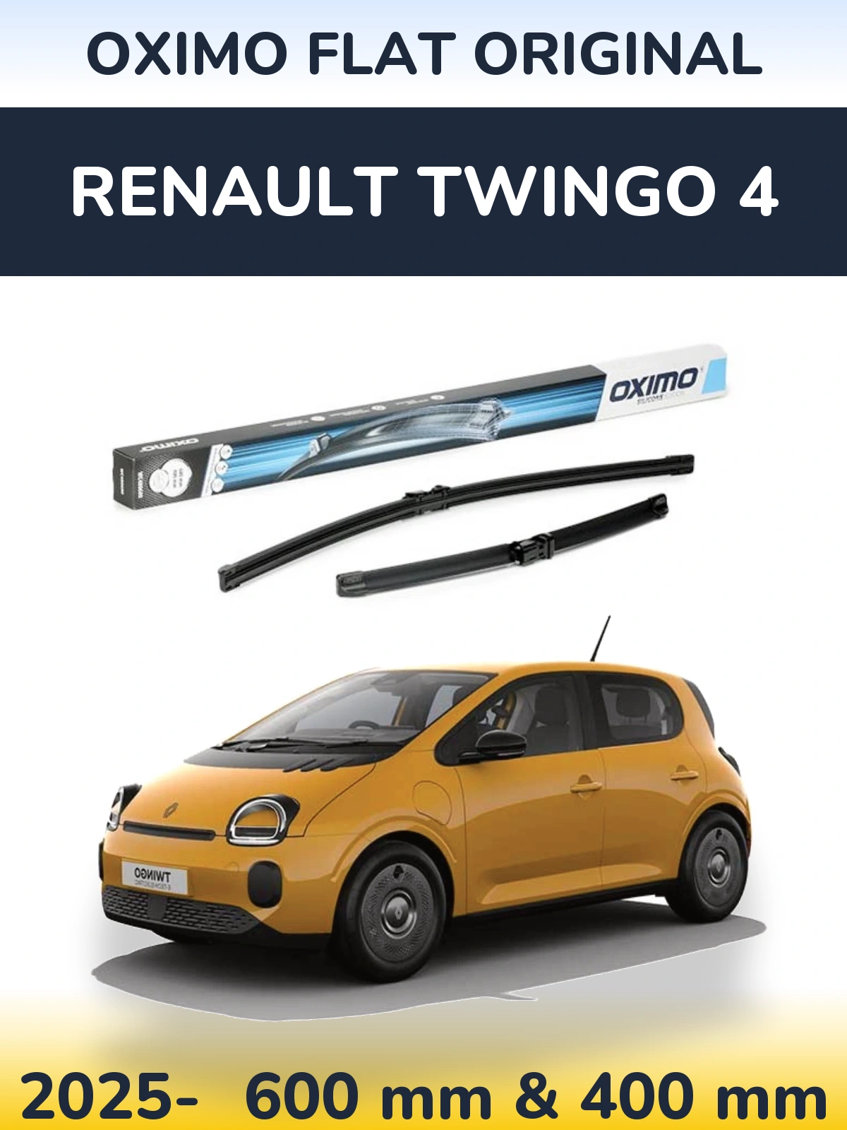 Комплект передних дворников Oximo Flat Original 600 & 400 мм для Renault Twingo 4 2025-2026