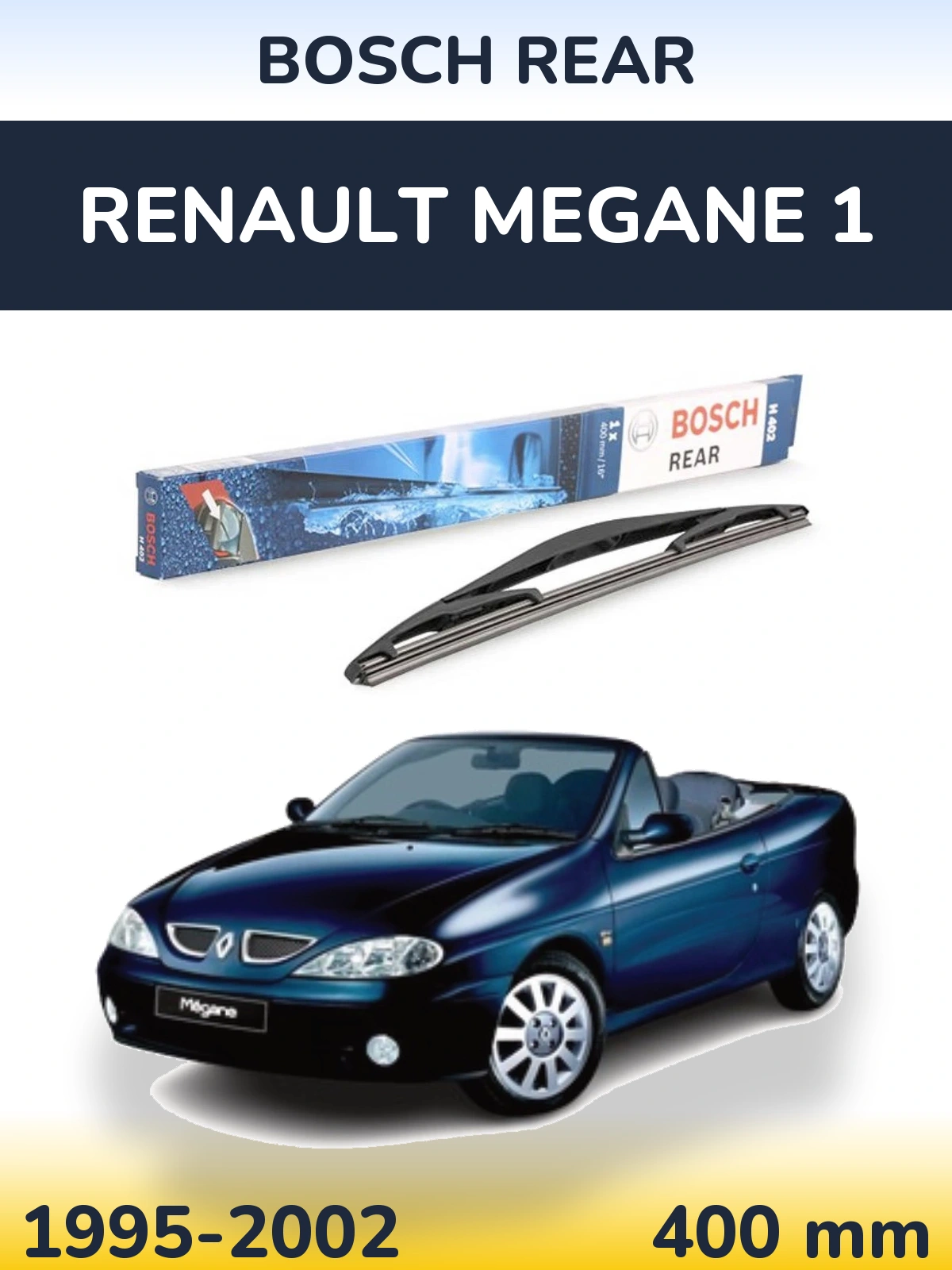 Rear wiper blade BOSCH Rear 400 mm for Renault Megane 1 1995-2002