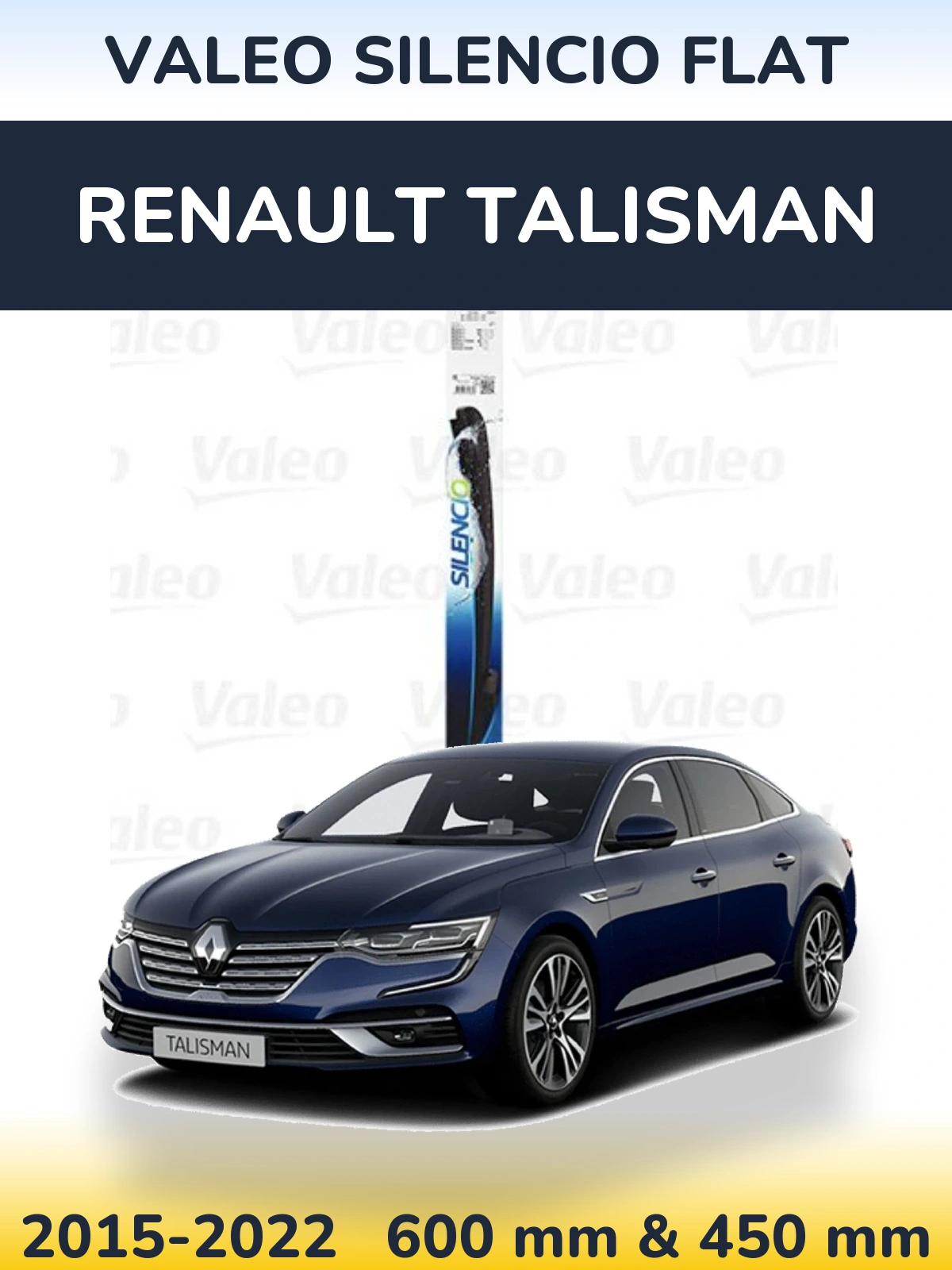 Front wiper blade set Valeo Silencio Flat 600 & 450 mm for Renault Talisman 2015-2022