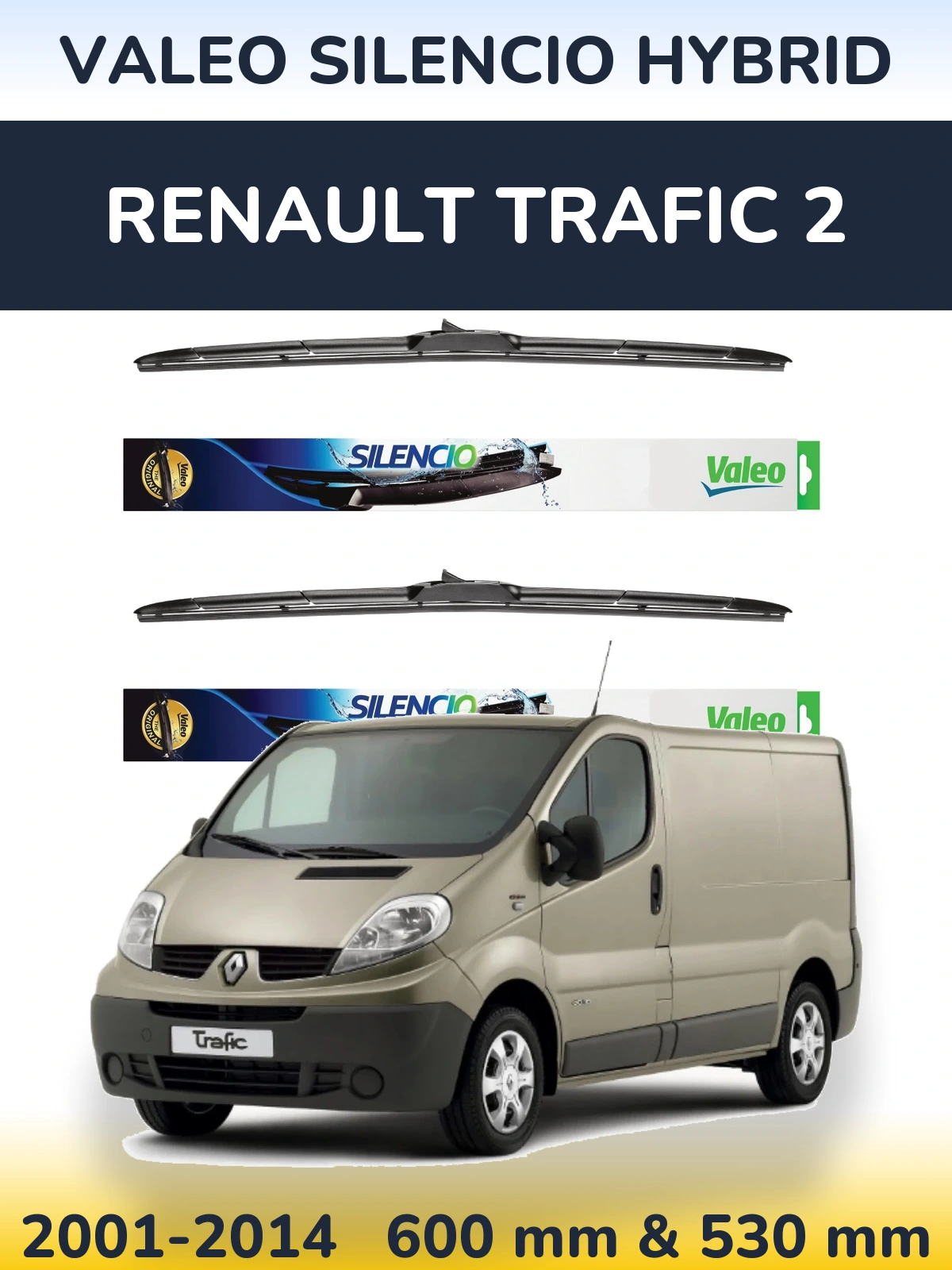 Комплект передних дворников Valeo Silencio Hybrid 600 & 530 мм для Renault Trafic 2 2001-2014