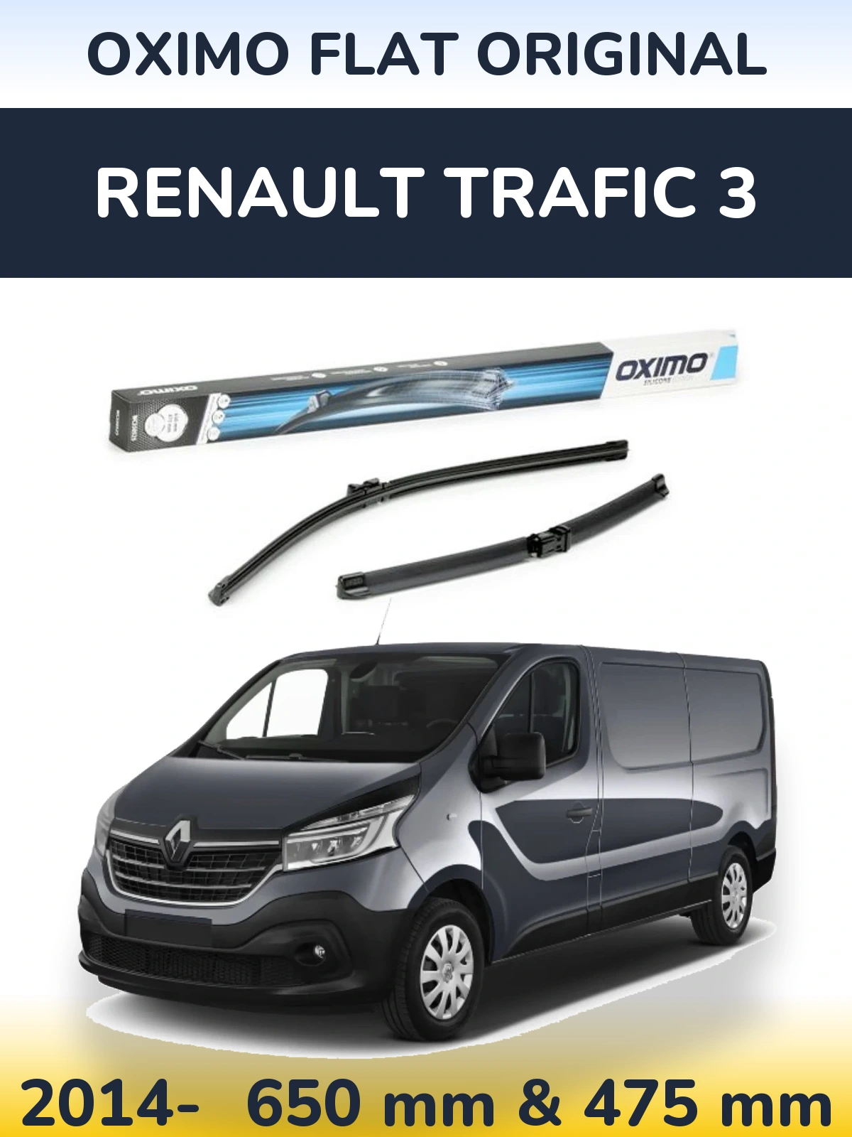 Front wiper blade set Oximo Flat Original 650 & 475 mm for Renault Trafic 3 2014-2026