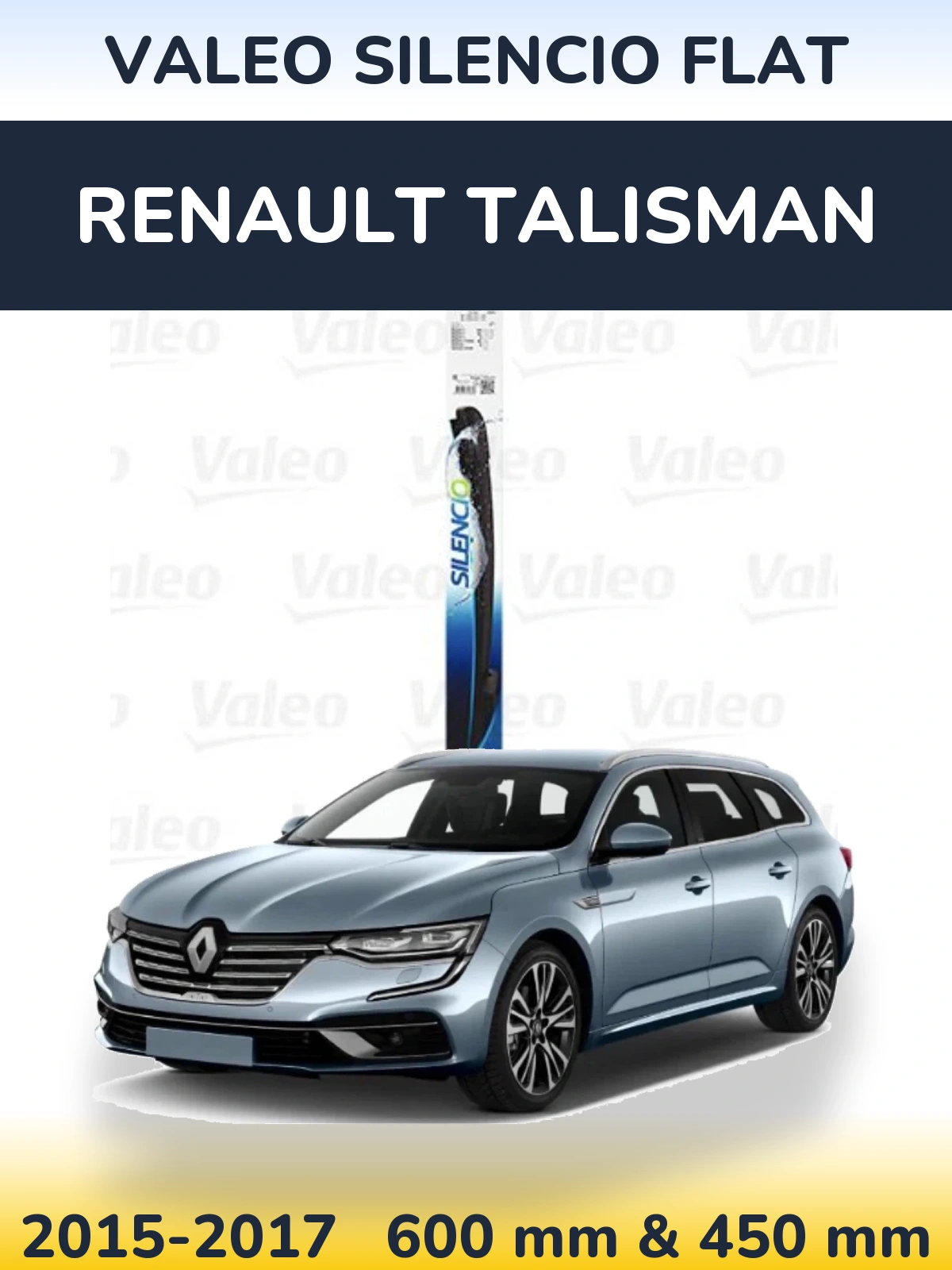 Front wiper blade set Valeo Silencio Flat 600 & 450 mm for Renault Talisman 2015-2017