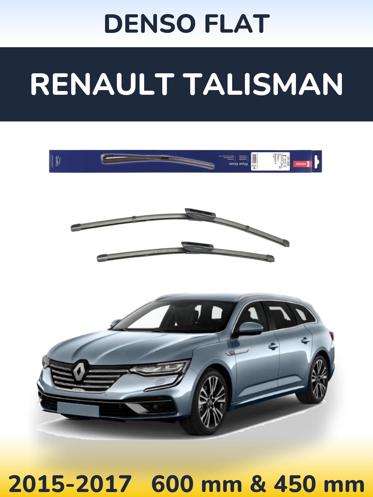 Комплект передніх щіток Denso Flat 600 & 450 мм для Renault Talisman 2015-2017