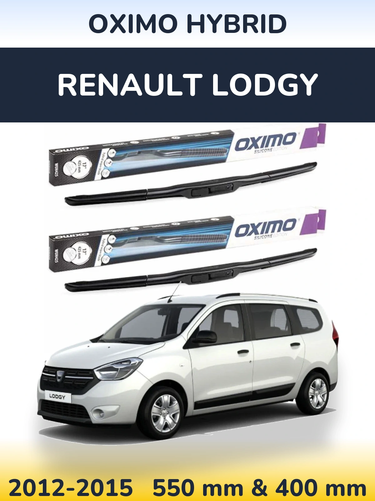 Front wiper blade set Oximo Hybrid 550 & 400 mm for Renault Lodgy 2012-2015