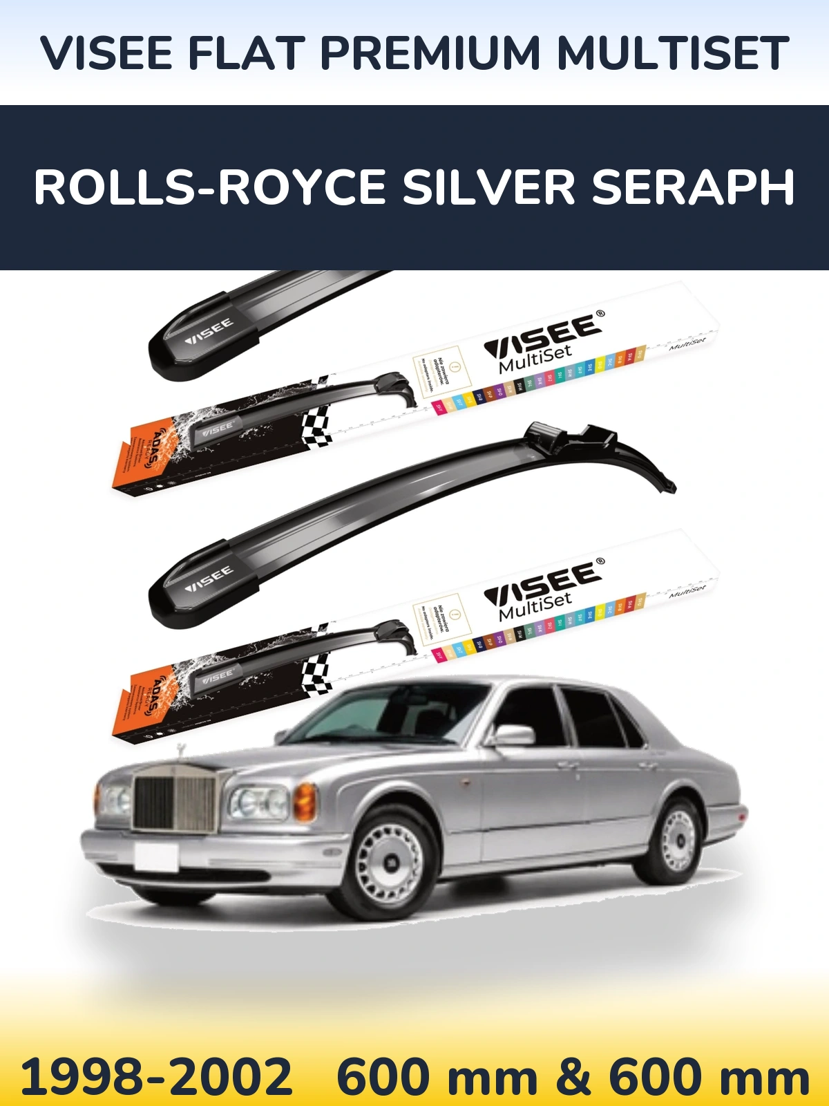 Комплект передніх щіток VISEE FLAT PREMIUM MultiSet 600 & 600 мм для Rolls-Royce Silver Seraph 1998-2002