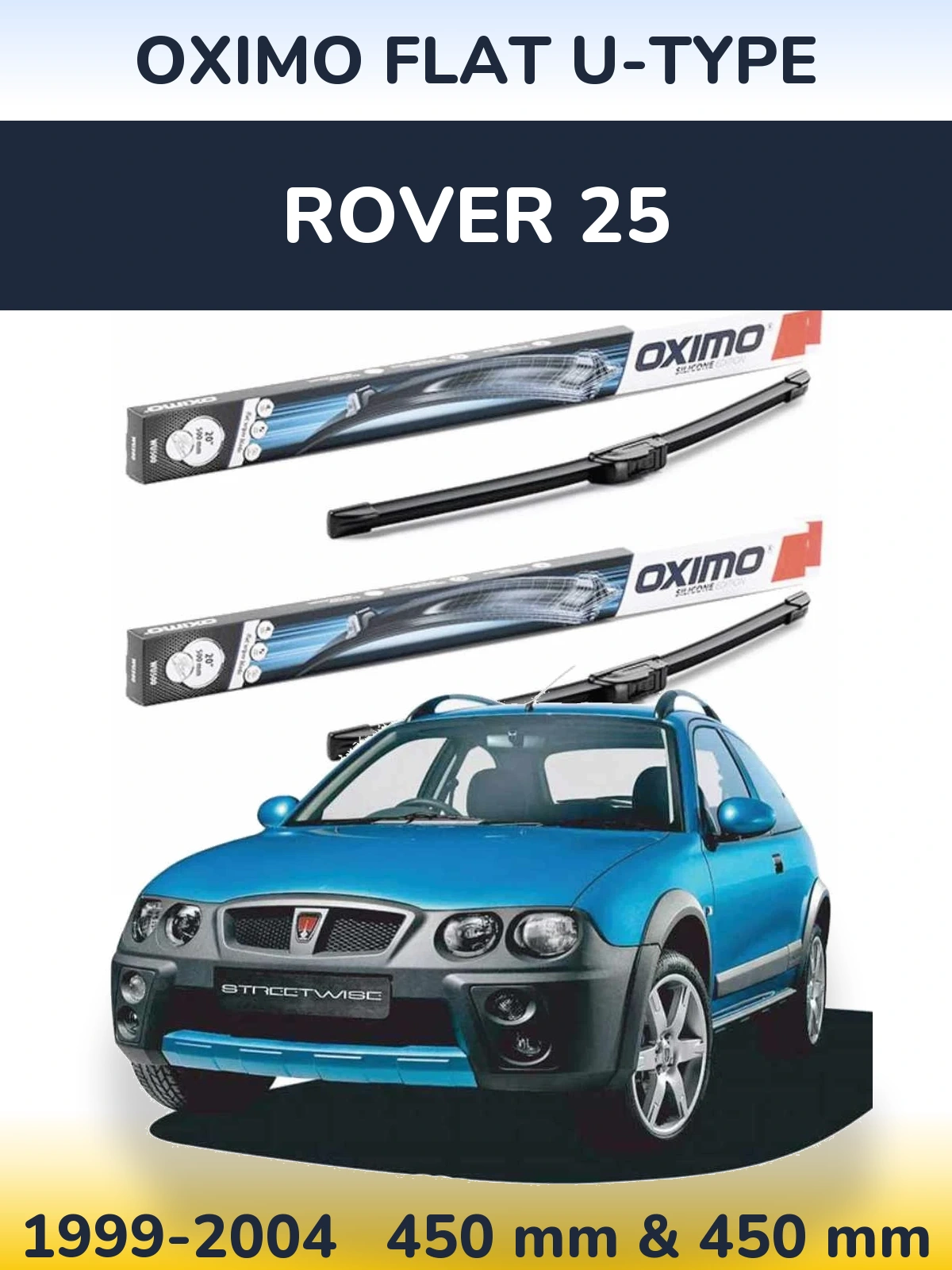 Комплект передних дворников Oximo Flat U-type 450 & 450 мм для Rover 25 1999-2004