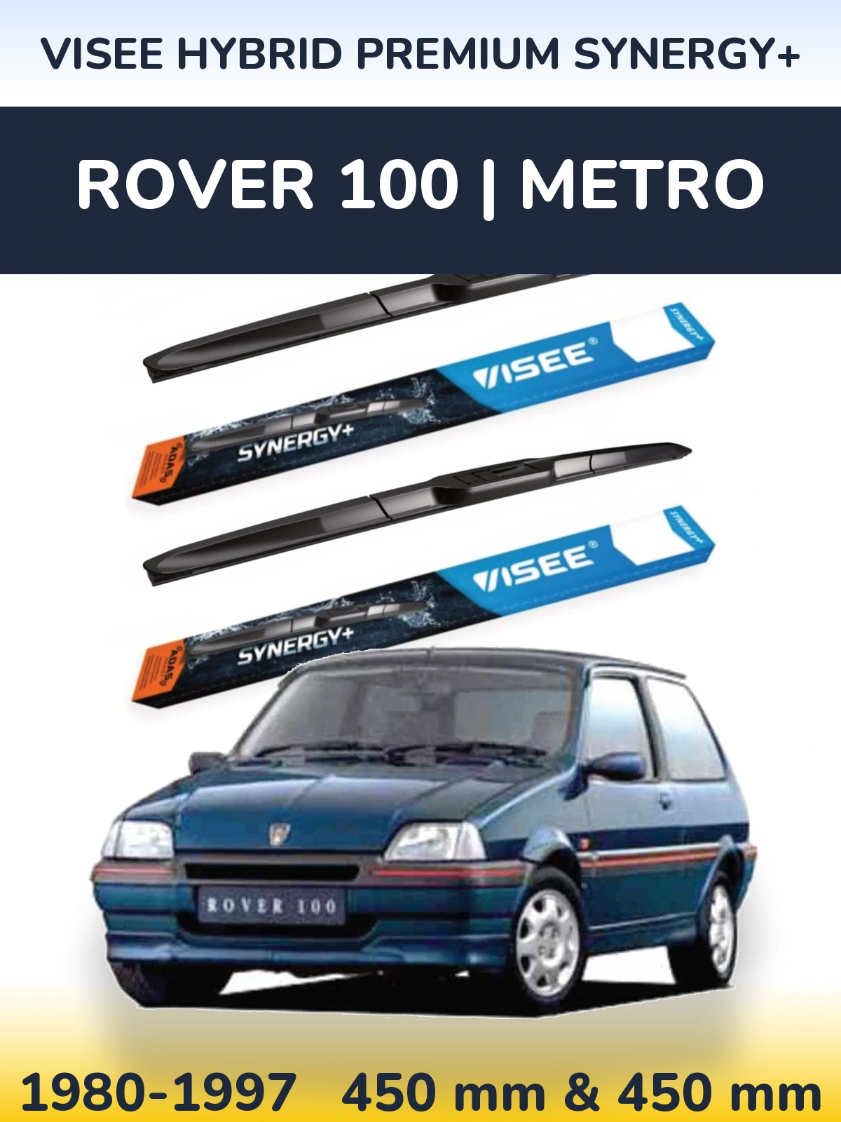 Комплект передніх щіток VISEE HYBRID PREMIUM SYNERGY+ 450 & 450 мм для Rover 100 | Metro 1980-1997