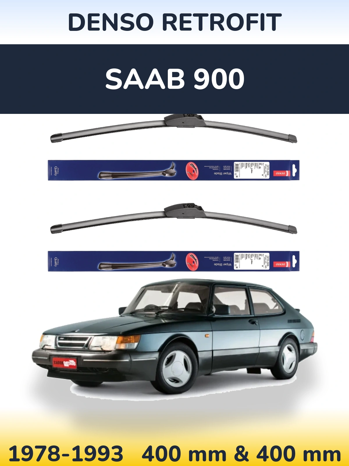 Комплект передних дворников Denso Retrofit 400 & 400 мм для SAAB 900 1978-1993